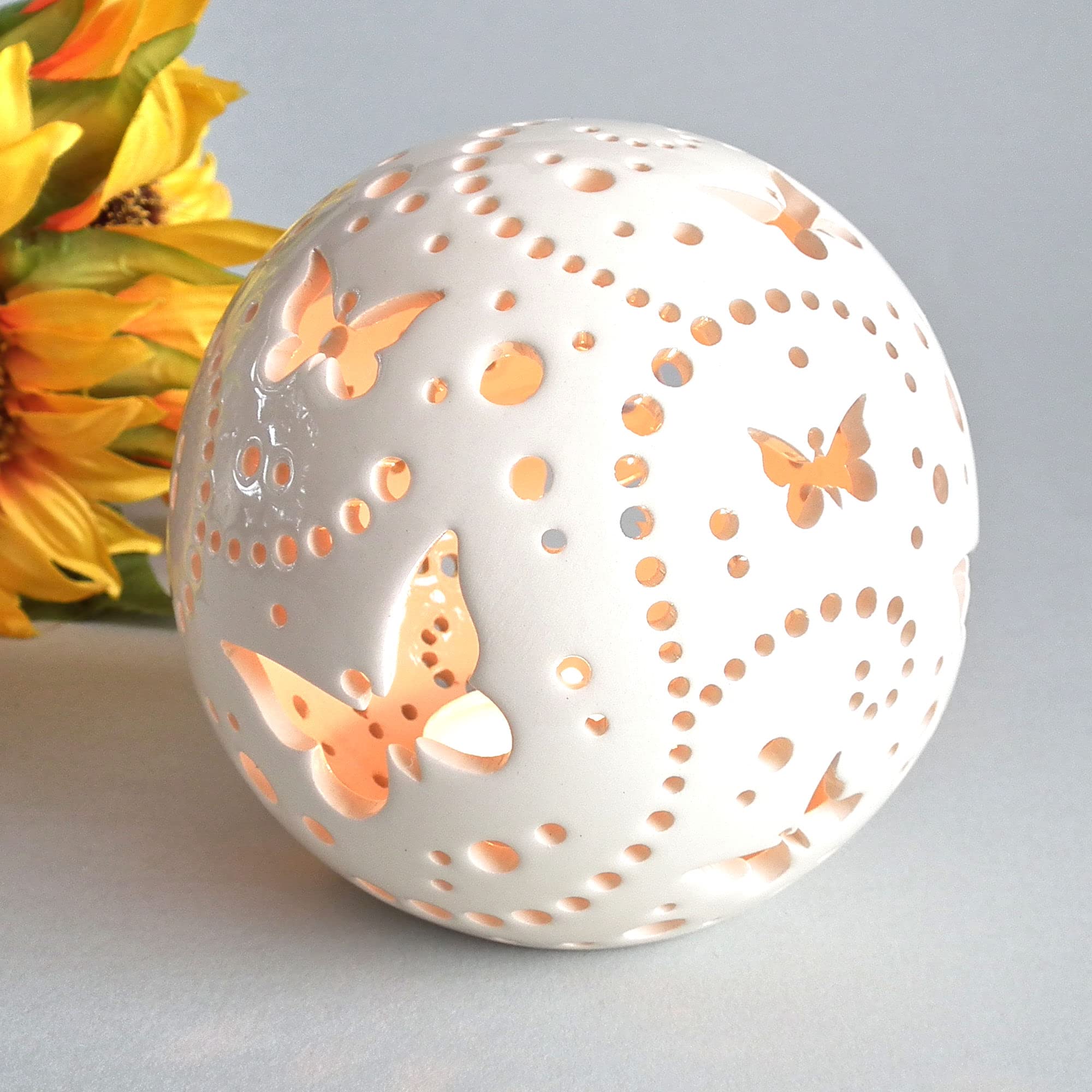 Handmade Butterfly Ceramic Lantern - Elegant Pottery Candle Holder for Home Decor, Wedding Centerpiece & Dining Tabletop - Perfect for Romantic Ambiance, Tea Light Display and Special Occasions