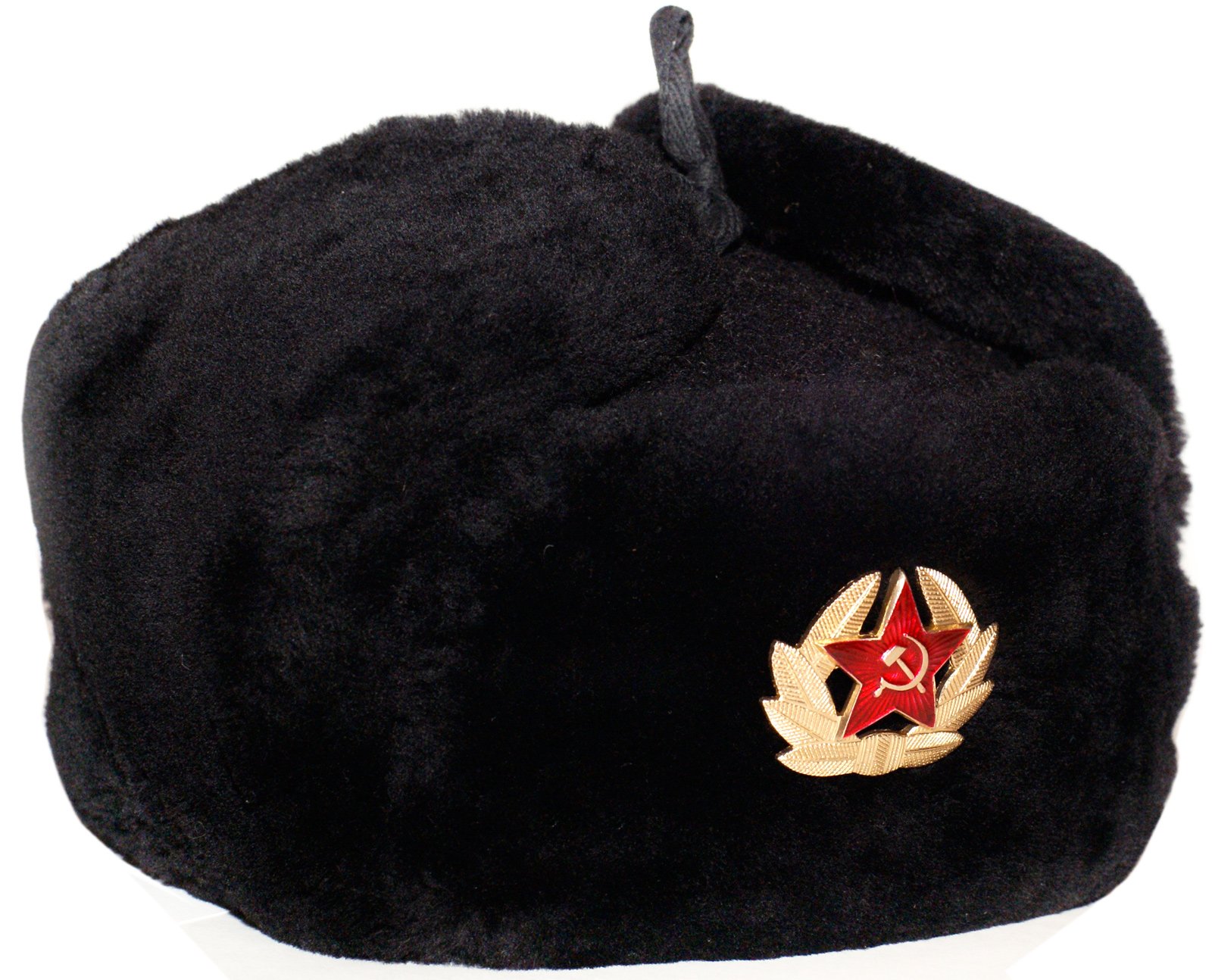 Russian Navy Officer Lambskin Ushanka Hat with Military Insignia - Winter Military Style Fur Hat for Cold Weather & Outdoor Activities