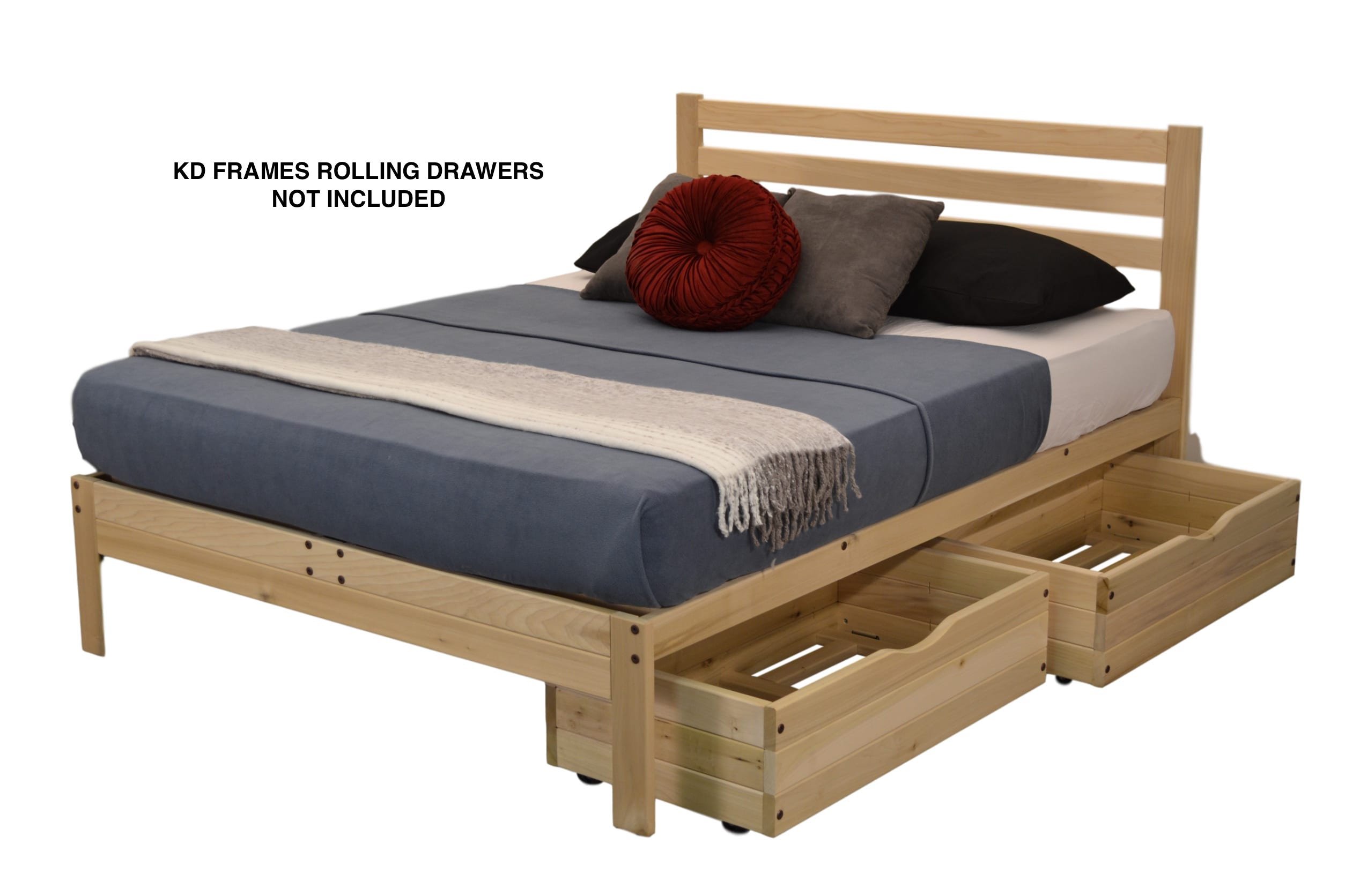 KD Frames Lexington Twin Platform Bed Frame - Solid Wood Unfinished Minimalist Bed with Slatted Headboard - No Box Spring Needed, Easy Assembly - Natural Wood Bedroom Furniture for Modern & Scandinavian Style Homes
