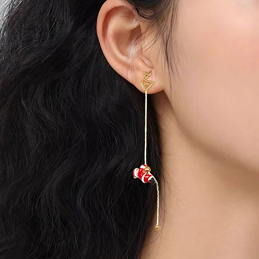 Festive Santa Claus Snowman Sleigh Reindeer Tassel Christmas Earrings for Women | Holiday Party Jewelry Gift | Perfect for Xmas Celebrations & Winter Festivities