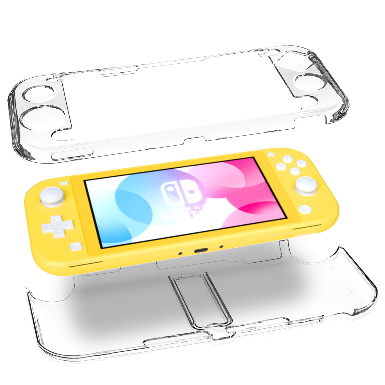Premium Clear Hard Protective Case for Nintendo Switch Lite with Built-in Kickstand | Shockproof Cover for Gaming | Perfect for Travel, Home & On-the-Go Play