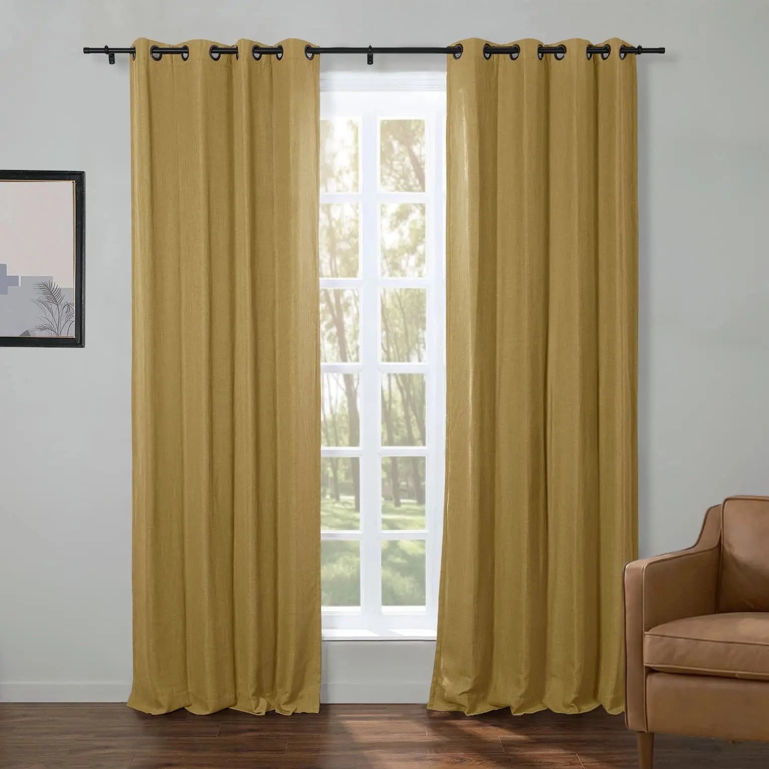 Kyla Lightweight Faux Linen Grommet Curtain Panels - Elegant Window Treatments for Living Room, Bedroom & Home Decor