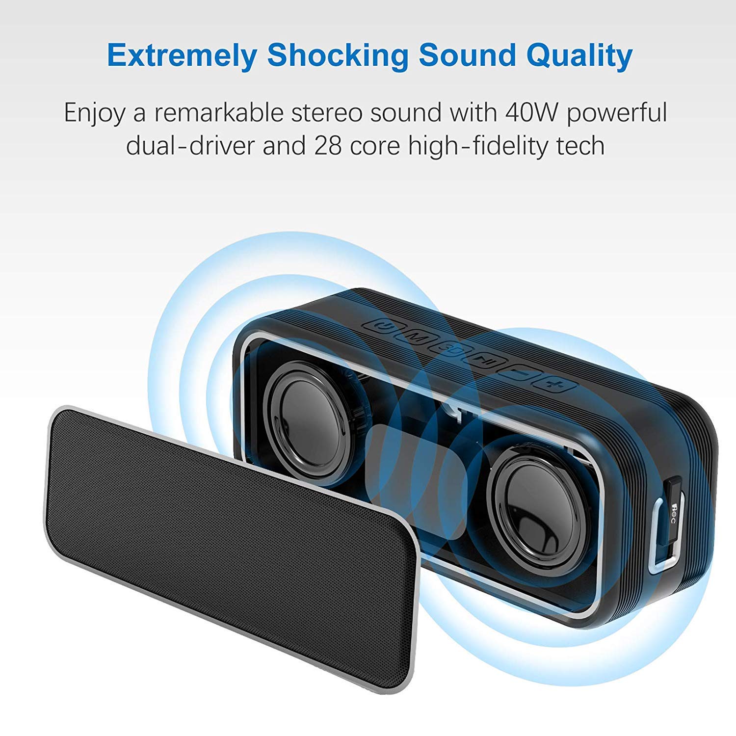 40W Portable Bluetooth Speaker with Dual Drivers, IPX7 Waterproof, 14H Playtime & TWS Pairing - Wireless Stereo Sound for iPhone, Samsung, Tablets - Perfect for Outdoor, Pool Parties & Travel