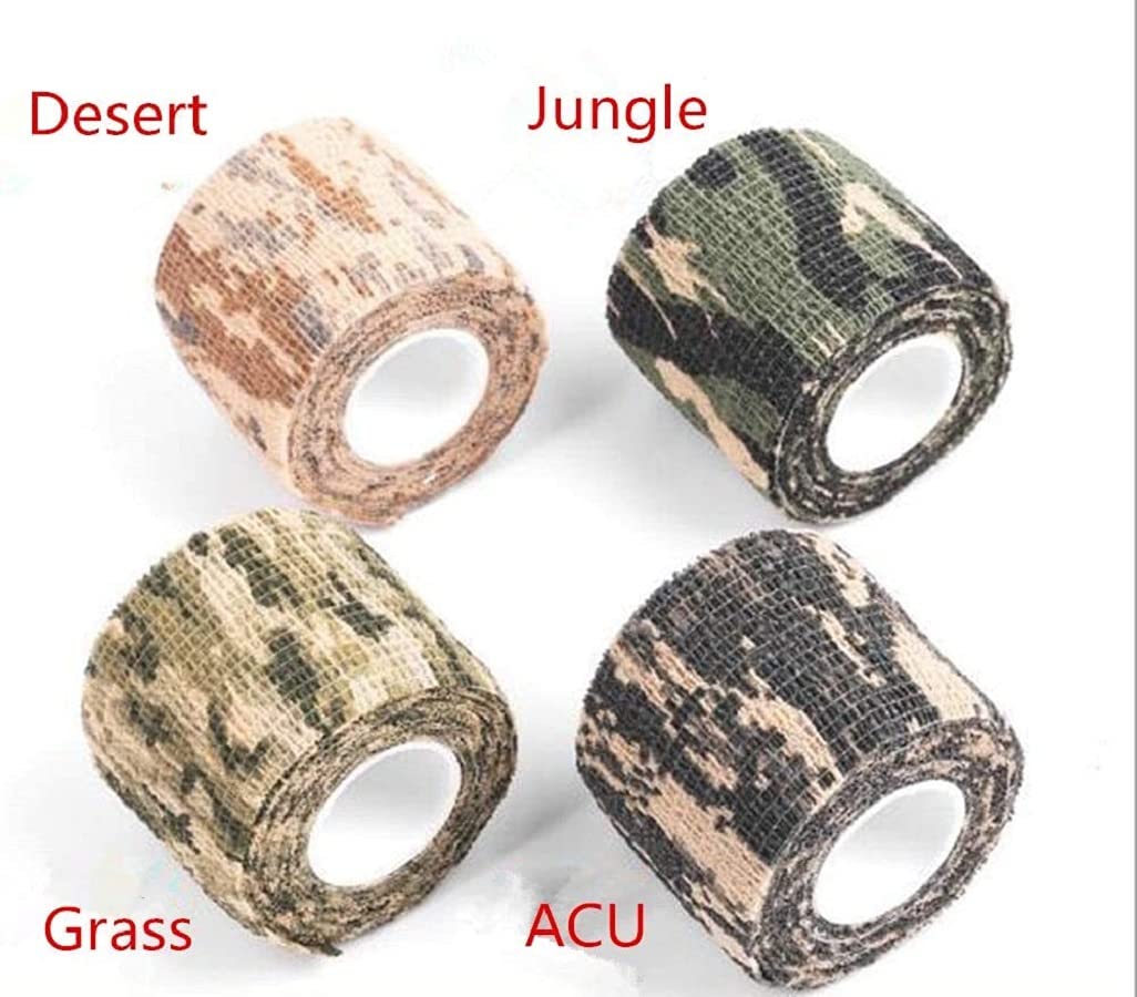 4pcs Elastic Stealth Hunting Military Waterproof Camouflage Tape - Adhesive Grip Wrap for Rifles, Guns & Outdoor Gear - Perfect for Tactical Use, Hunting, Survival & Military Operations