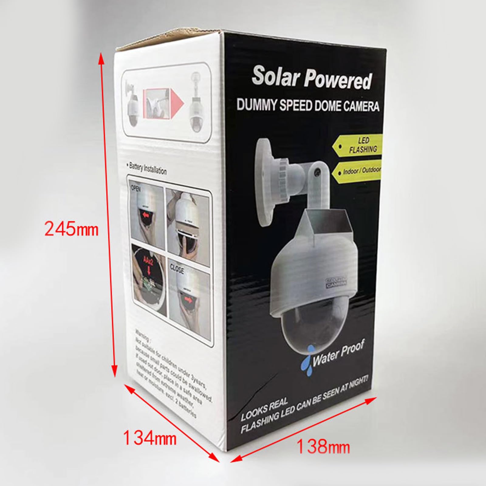 Realistic Fake Security Camera with LED Light - Nighttime Deterrent for Home & Business Security | Indoor/Outdoor Use for Porch, Garage, Office & Storefront