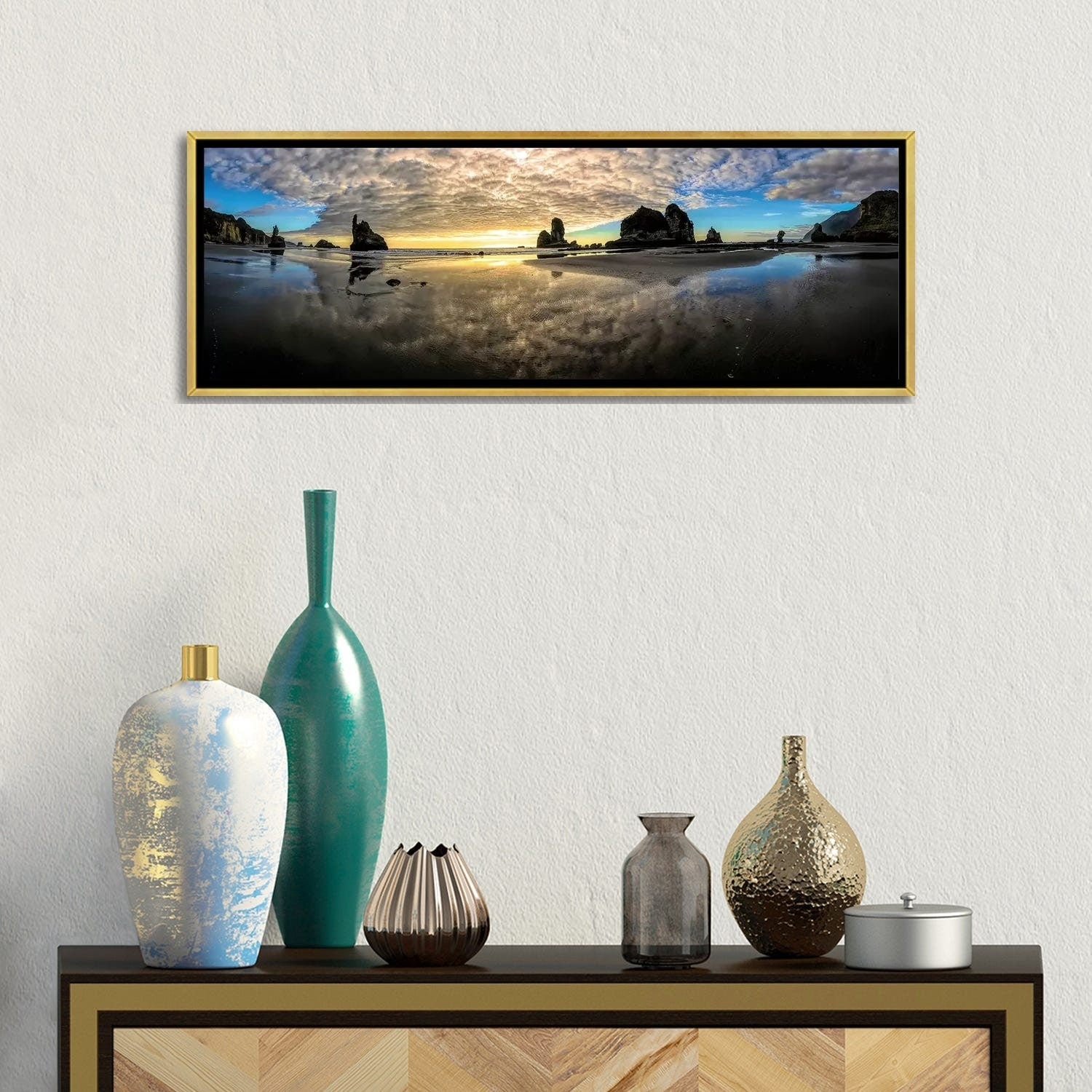 Before Sunset at Motukiekie Beach West Coast New Zealand - Framed Landscape Wall Art by OLena Art | Perfect for Living Room, Bedroom & Office Decor