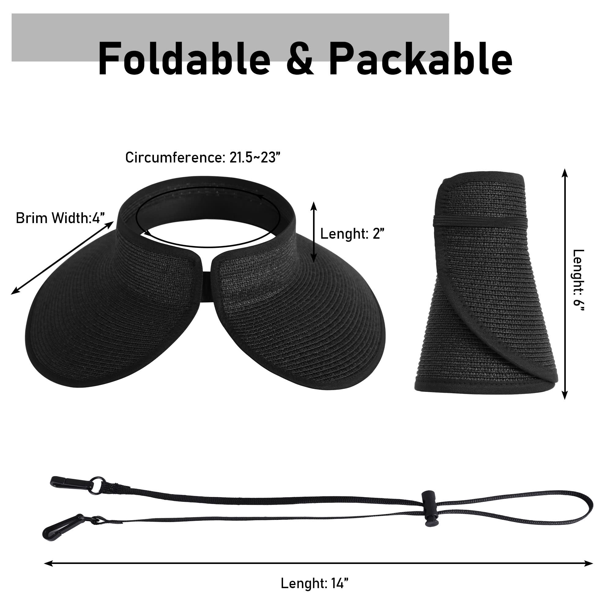 Women's Foldable Wide Brim Straw Sun Hat - UPF 50+ UV Protection Summer Beach Hat for Outdoor Activities, Travel & Vacations
