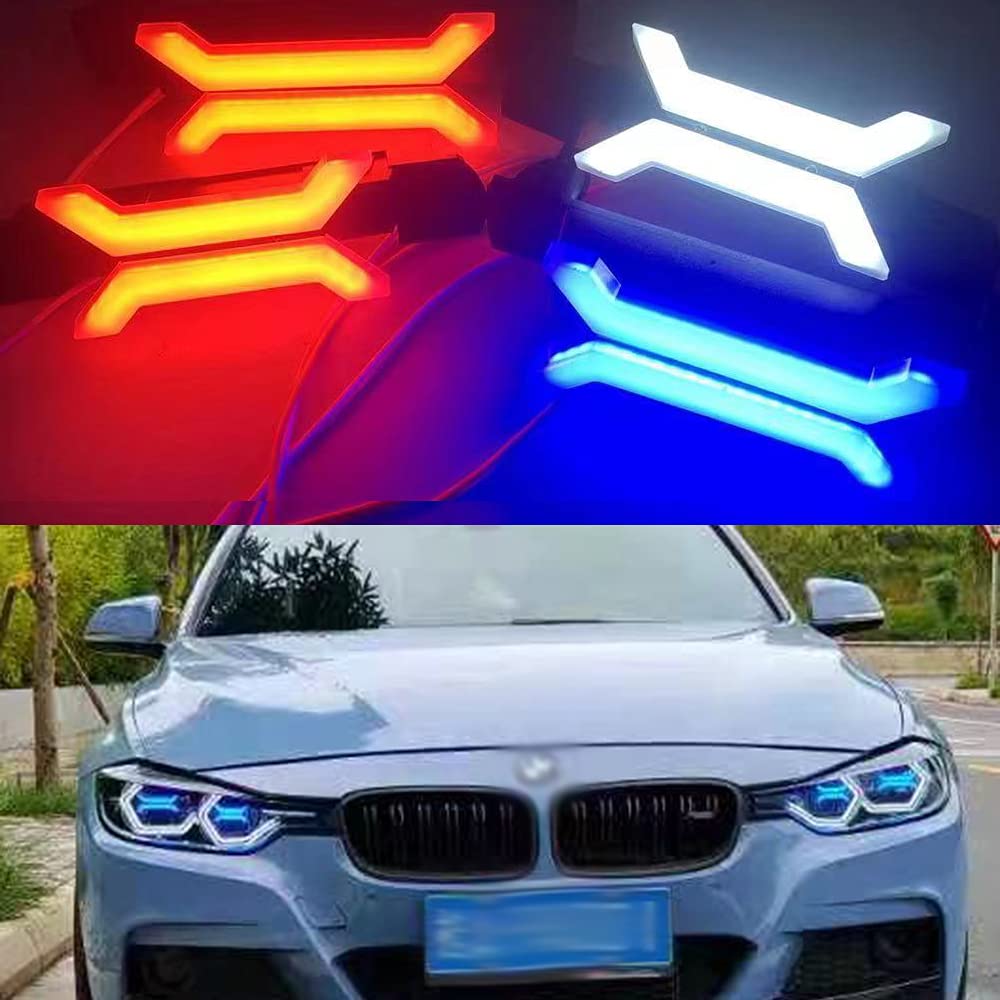 BMW M4 F35 LED Angel Eyes Headlight - X-Type Blue DRL for Night Driving