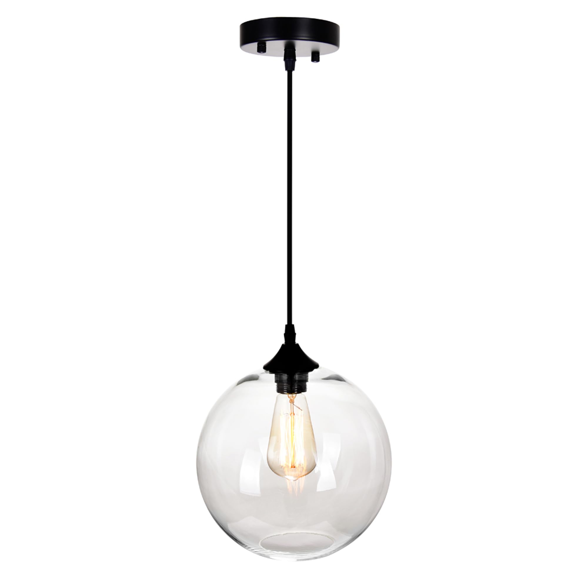 CWI Lighting Glass 1-Light Mini Pendant Light Fixture - Modern Ceiling Hanging Lamp for Kitchen Island, Dining Room & Bedroom Lighting