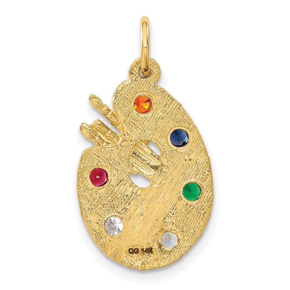 14K Gold CZ Stones Artist Palette Pendant Necklace - Elegant Jewelry Gift for Artists, Painters & Art Lovers - Perfect for Birthdays, Anniversaries & Special Occasions
