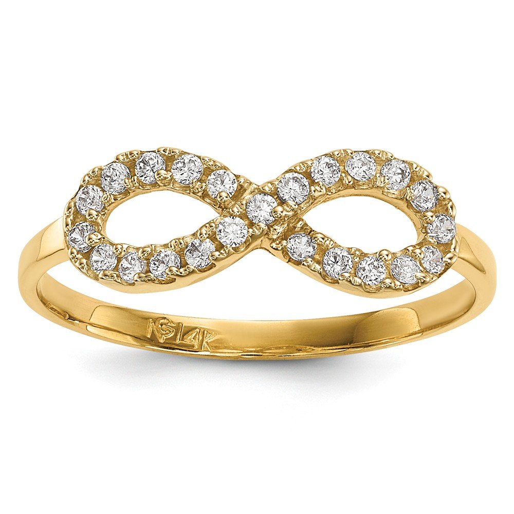 14K Yellow Gold Cubic Zirconia Infinity Love Knot Ring - Elegant Anniversary Wedding Band for Women, Perfect Gift for Valentine's Day, Engagement, and Special Occasions