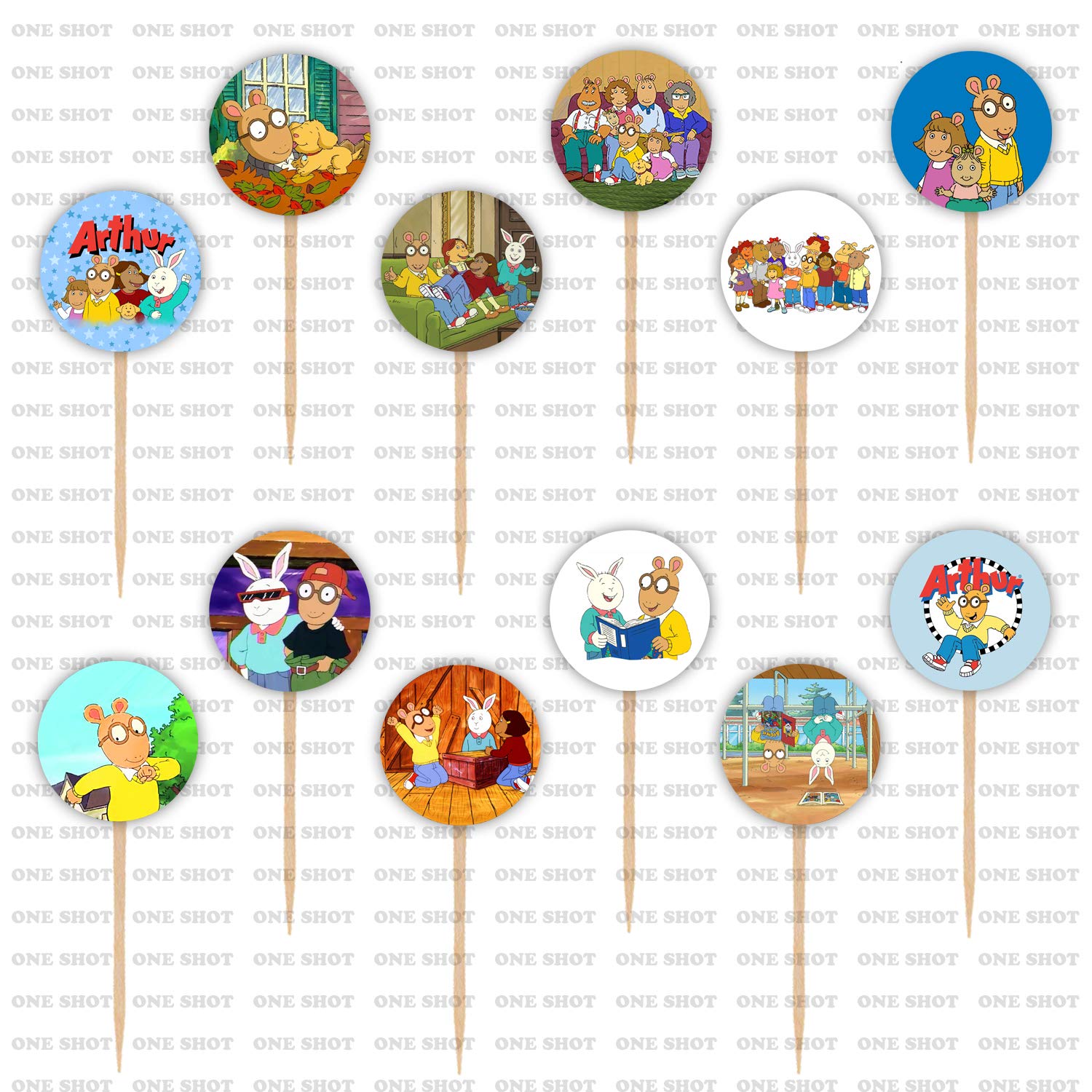 Arthur Cupcake Toppers - 24pcs Fun Birthday Party Decorations for Cakes, Cupcakes & Desserts - Perfect for Kids Birthday Parties, Baby Showers & Celebrations