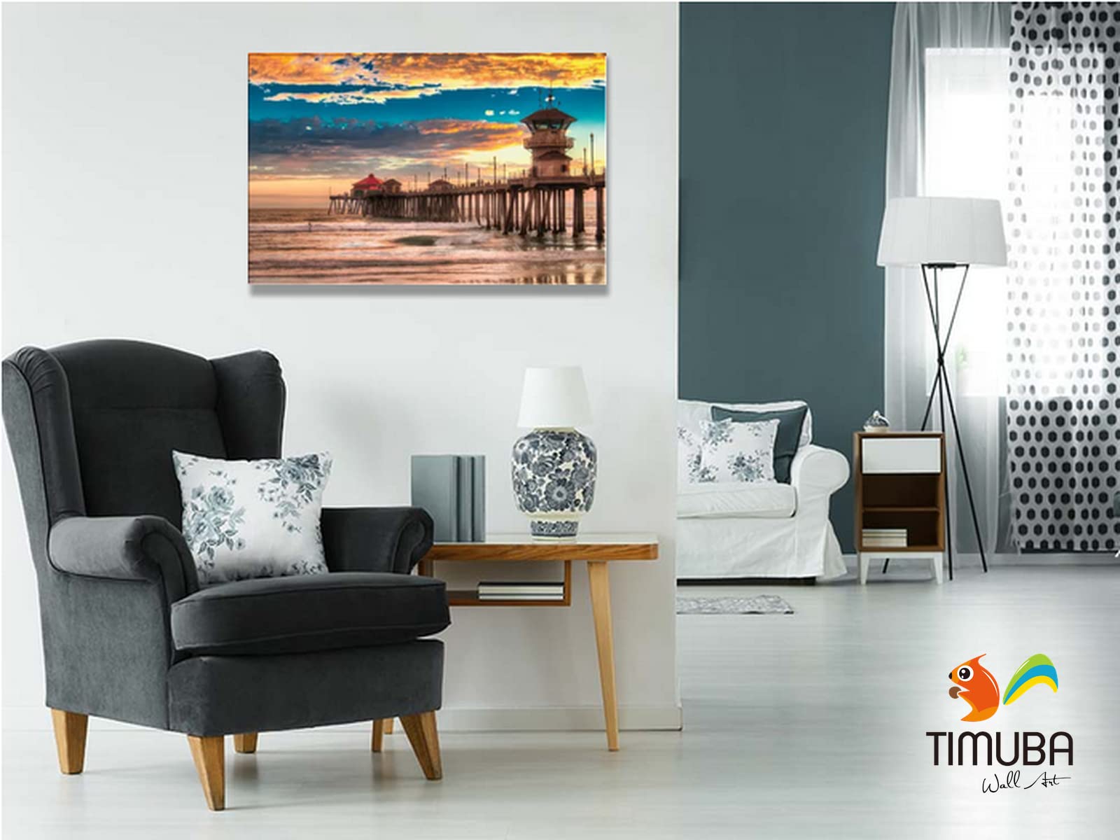 Beach Wall Art Decor - Coastal Sunset Canvas Print for Bathroom & Living Room - 32x48 Inches - Perfect for Beach Themed Home Decor & Coastal Interior Design