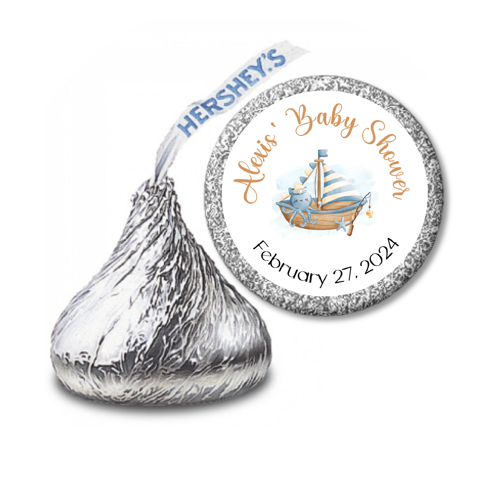 Ahoy It's A Boy Baby Shower Stickers - Sweet KISSES Candy Themed Gender Reveal Decorations for Boy Baby Showers, Gender Reveal Parties & Nursery Decor
