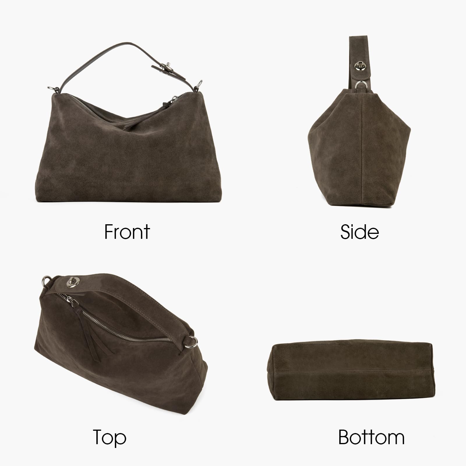 Women's Premium Suede Crossbody Bag - Adjustable Strap Shoulder Purse for Daily Use