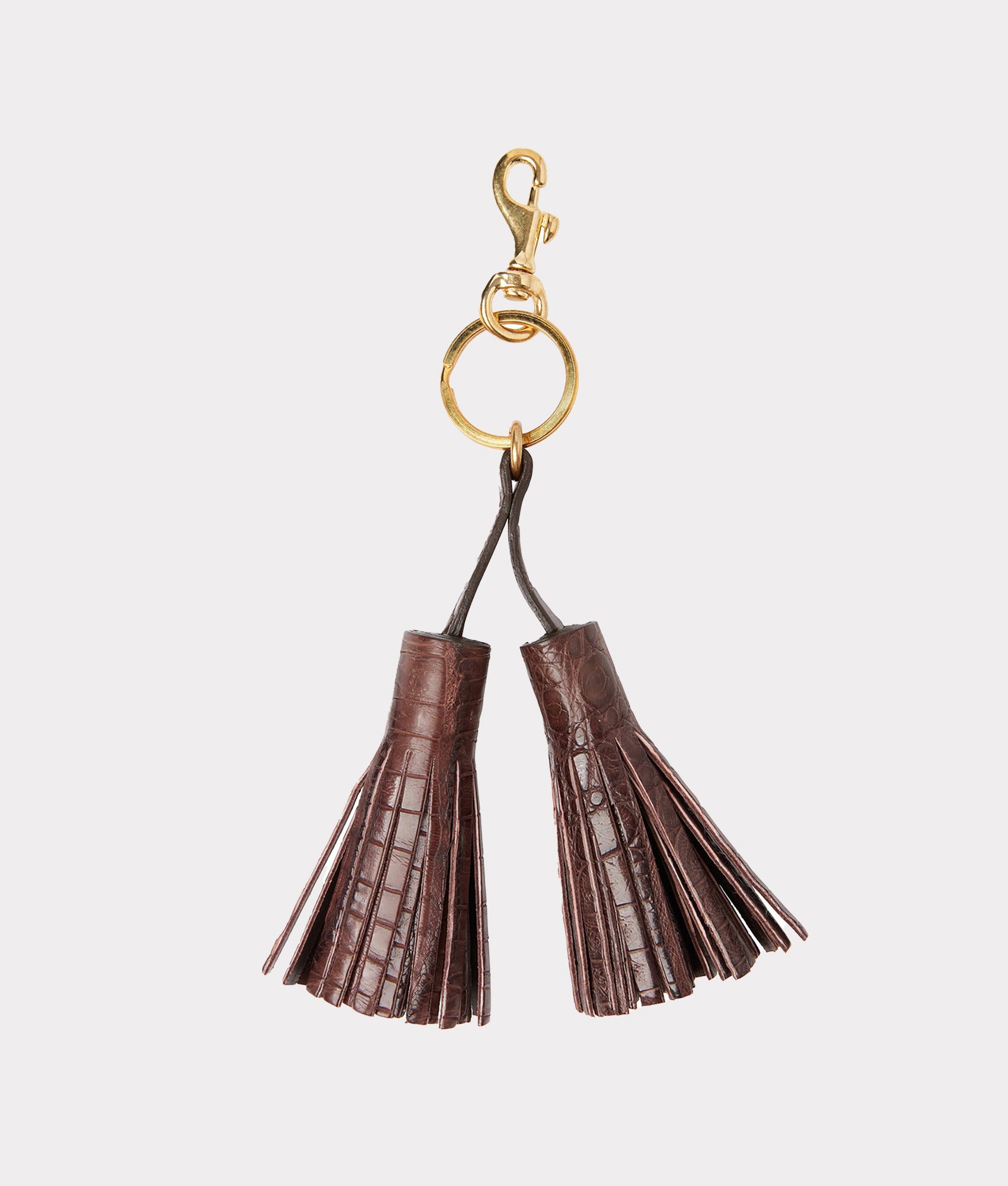 Premium Caiman Leather Tassel Keychain - Chocolate Brown | Stylish & Durable Accessory for Keys, Bags & Travel Essentials