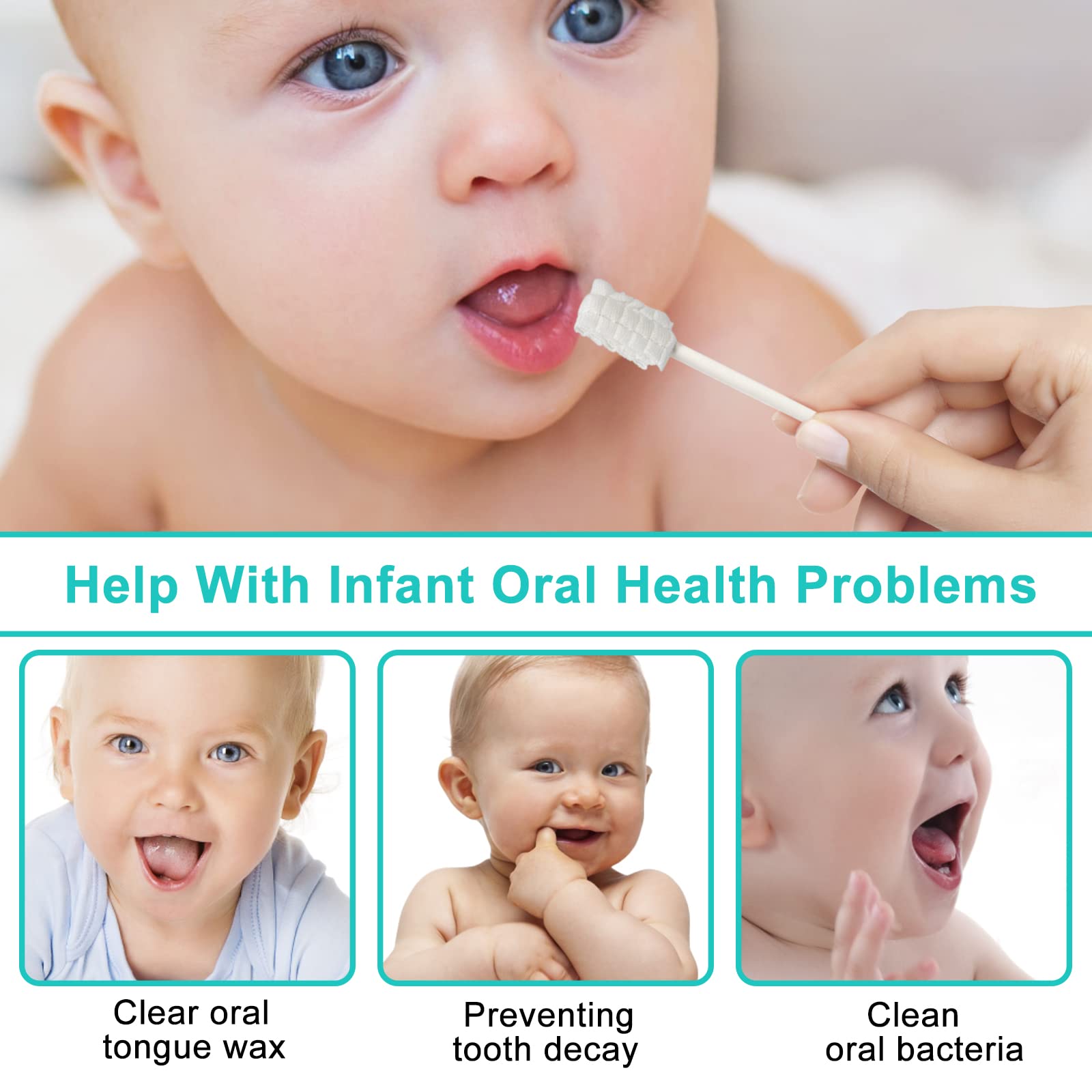 Disposable Baby Tongue Cleaner & Oral Care Kit - Soft Gauze Toothbrush for Newborns & Infants 0-36 Months (100 Pack) | Gentle Dental Hygiene for Daily Mouth Cleaning & Fresh Breath