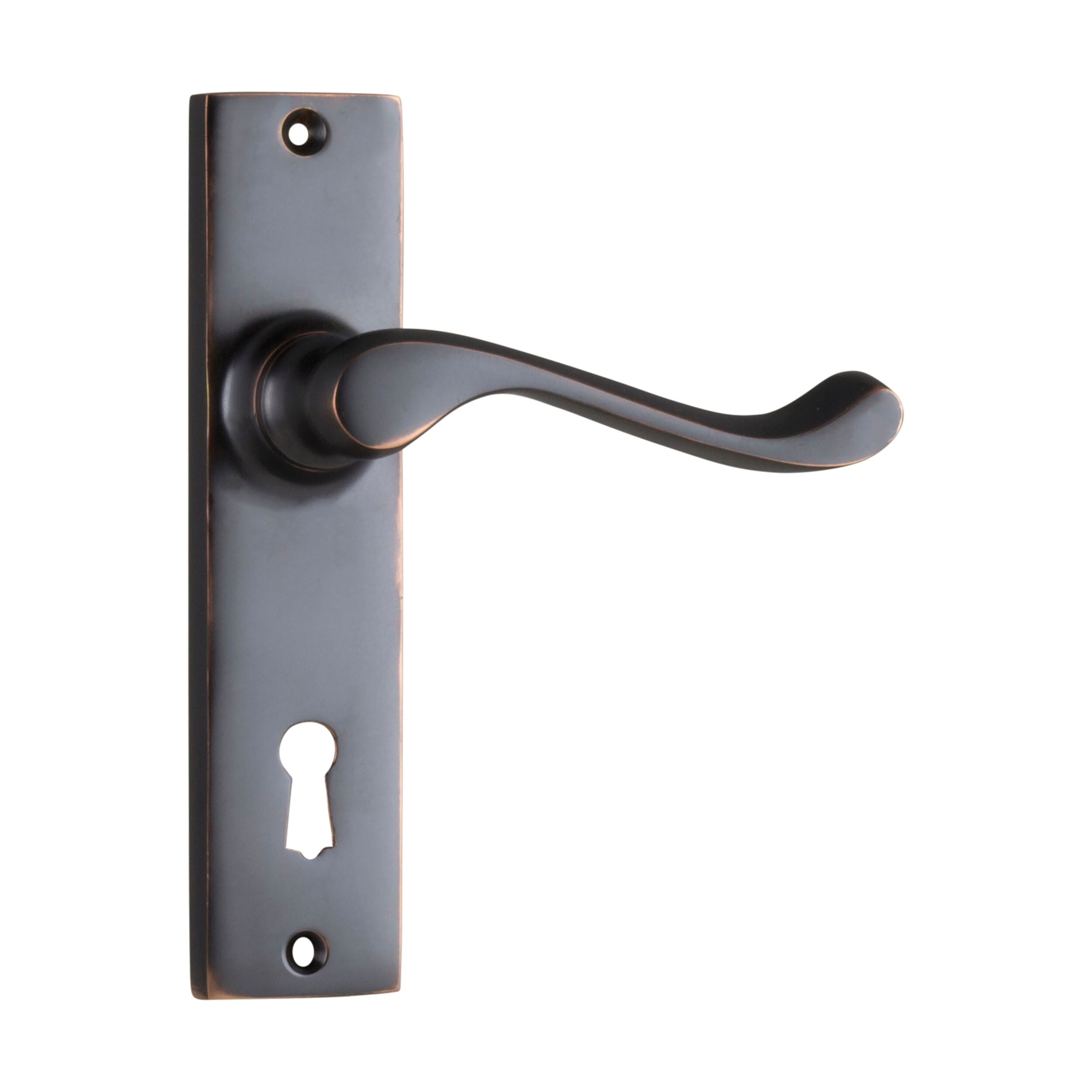 Antique Copper Fremantle Door Lever Lock Set - H150xW35xP50mm - Vintage Style Entry Door Hardware for Home & Office Security