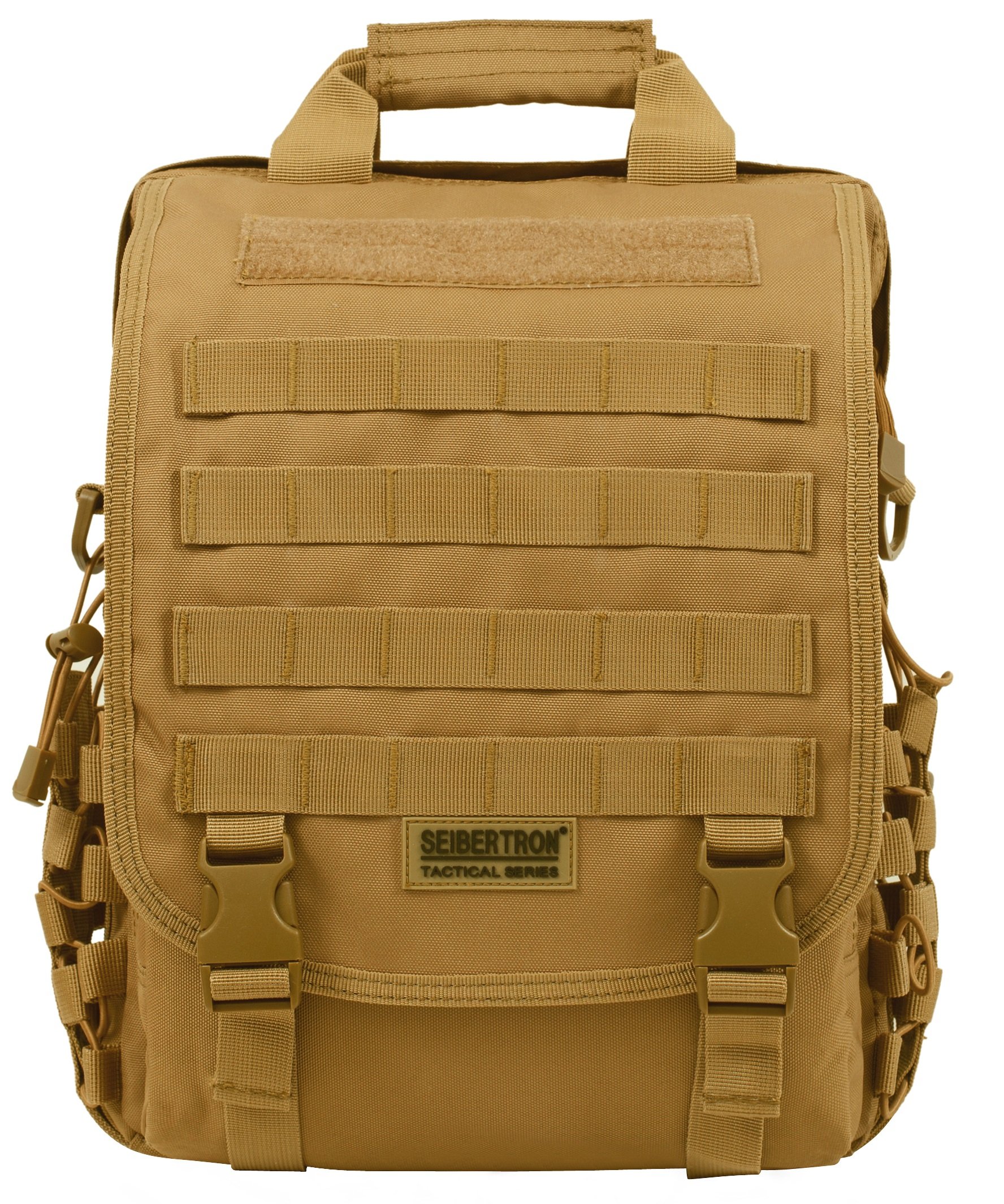 Seibertron Waterproof MOLLE Tactical 15.6 Inch Laptop Sling Backpack - Khaki | Military-Grade EDC Bag for Hiking, Travel & Outdoor Adventures