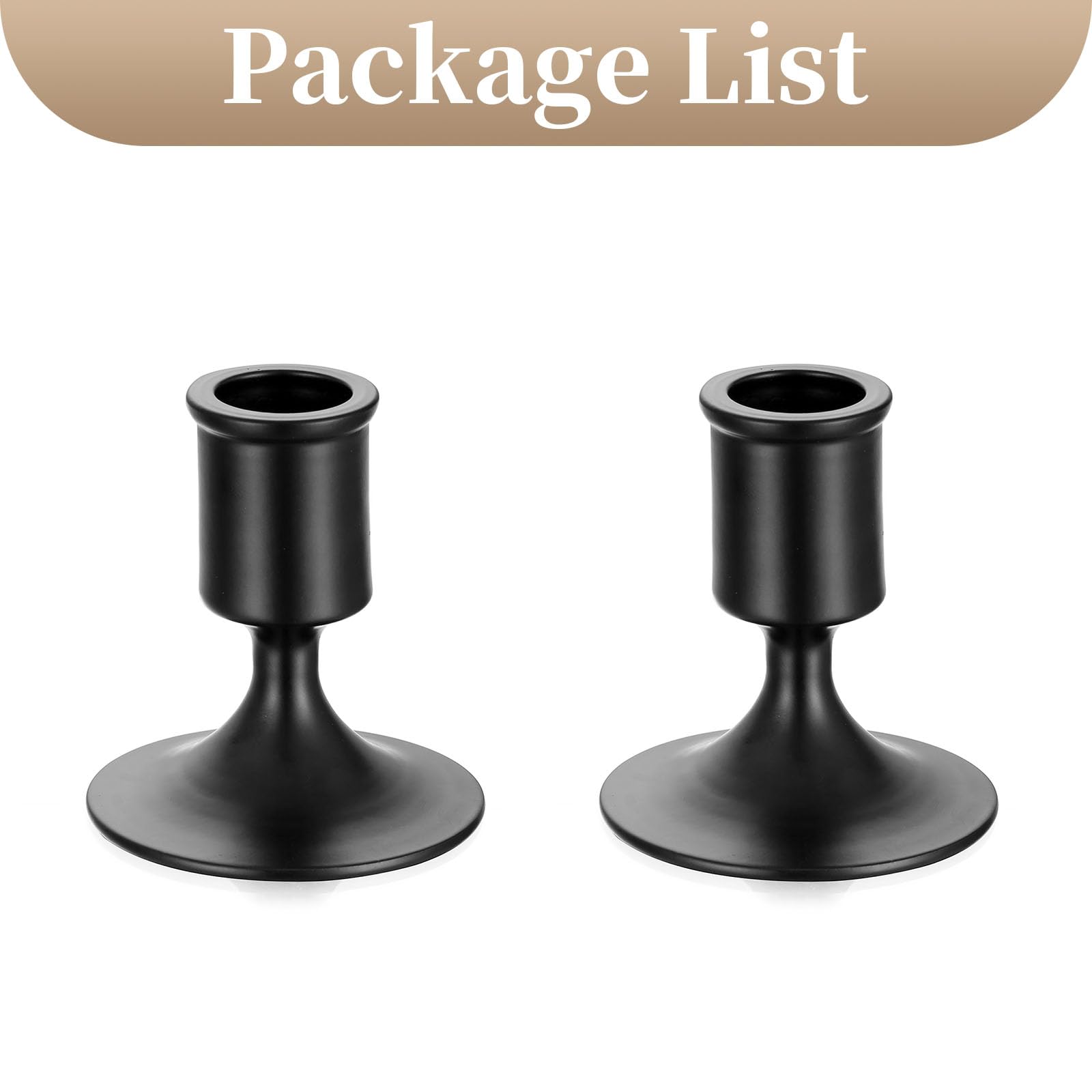 Elegant Black Candlestick Holders Set of 2 - Decorative Candle Holders for Taper Candles, Perfect for Dining Table, Coffee Table, Fireplace Mantel, Wedding Centerpieces & Romantic Home Decor