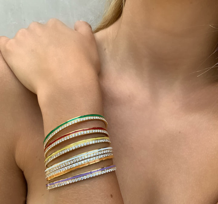 Diamond Enamel Cuff Bracelet for Women - Elegant Fashion Jewelry Gift for Birthday, Anniversary & Special Occasions | Perfect for Parties, Weddings & Date Nights