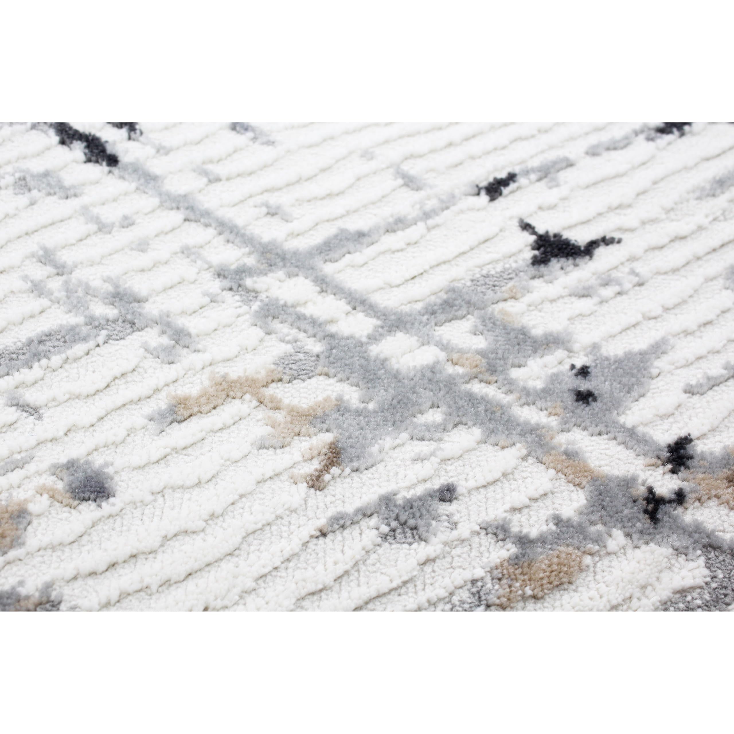 Bashian Collection Area Rug - Premium Power Loom Polypropylene & Polyester - Non-Slip Runner Rug for Entryway, Living Room, Bedroom - 7.6’ x 9.6’ Ivory Grey - Soft & Durable Home Decor for Modern Houses & Apartments
