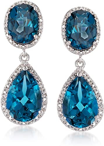 1Ctw Pear Cut Lab-Created London Blue Topaz Drop Earrings for Women & Girls - 14K White Gold Plated - Perfect for Weddings, Parties & Special Occasions