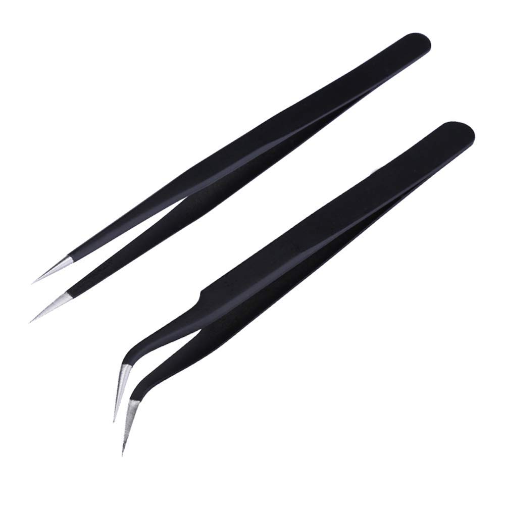 Professional Nail Art Tweezers Set - 2 Pcs Rhinestone & Foil Picker Tool for Nail Stickers, Decals, Eyelash Extensions | Perfect for DIY Manicures, Salon Use & Nail Decorations