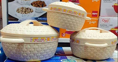 Premium Cello Wicker 3-Piece Casserole Set (1500ml, 1000ml, 500ml) - Heat-Resistant Serving Bowls for Dinner Parties, Picnics & Home Decor
