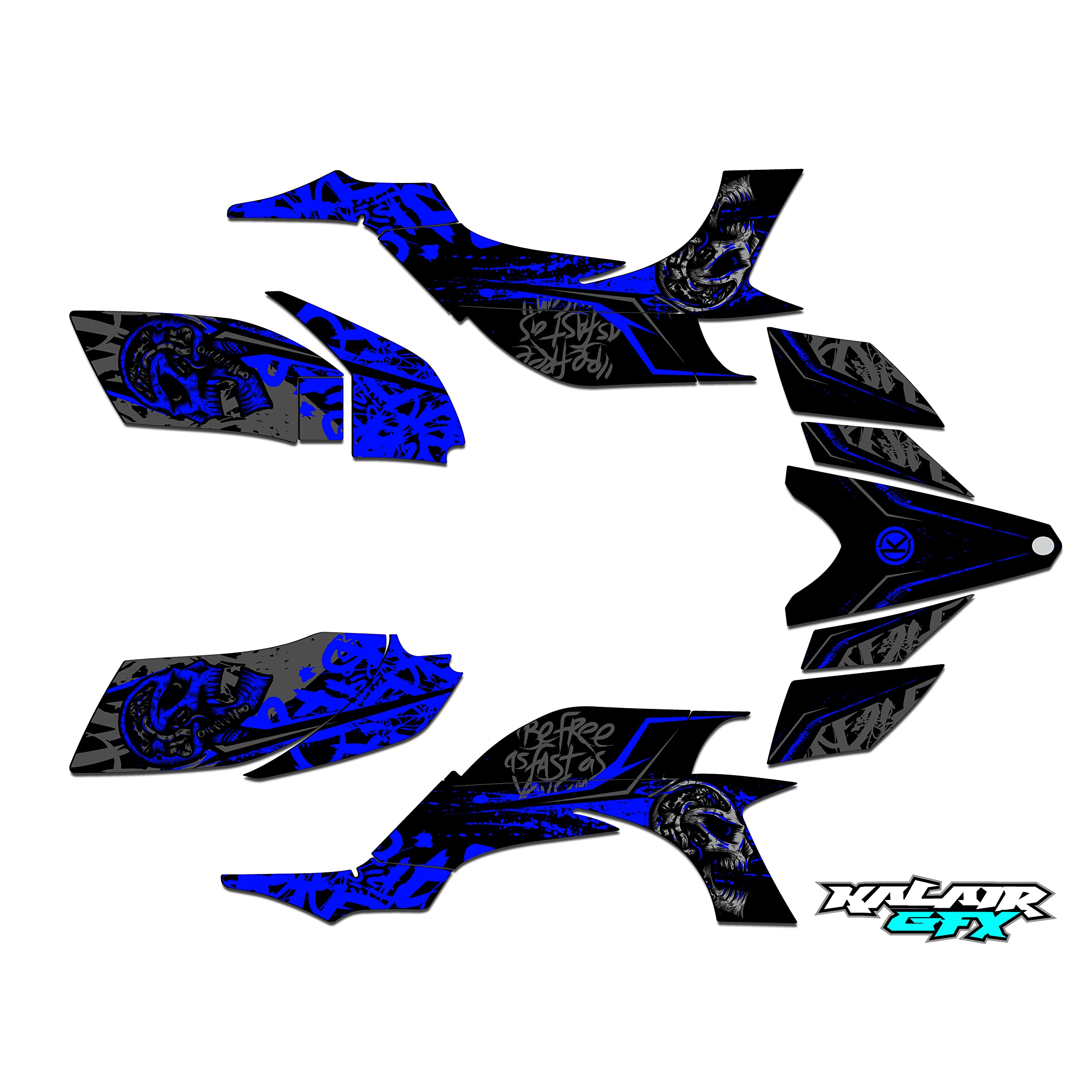 Yamaha YFZ 450 (2004-2008) Dirt Bike Custom Racing Graphics Kit - Revolt Series Blue 16 Mil Vinyl Decals Stickers - No Plastics Included - Perfect for Motocross, Trail Riding & Off-Road Racing