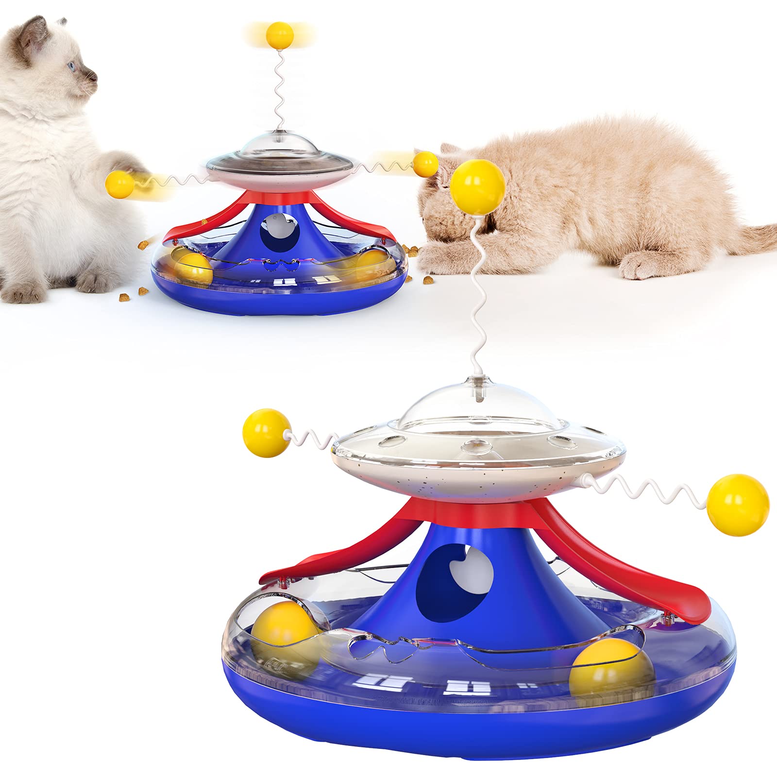 Interactive Cat Toy Tumbler - Slow Feeder Treat Ball with Turntable Track for Indoor Cats | Fun Baseball Game for Kittens | Perfect for Playtime & Mental Stimulation