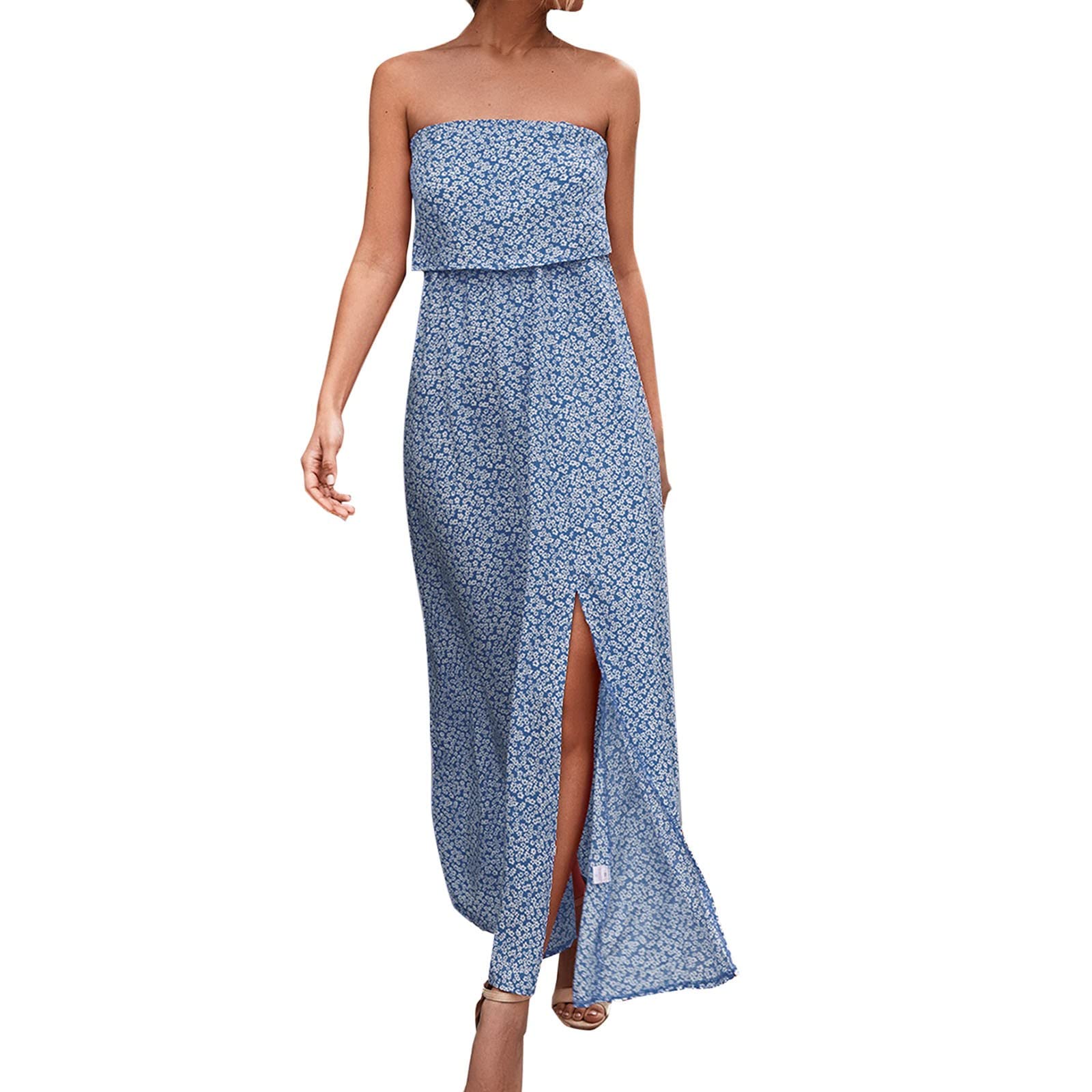 UYTOGOFE Women's Floral Print Summer Maxi Dress - Beach Cover Up, Loose Flowy Long Dress with Side Slit for Vacation, Party, or Casual Wear