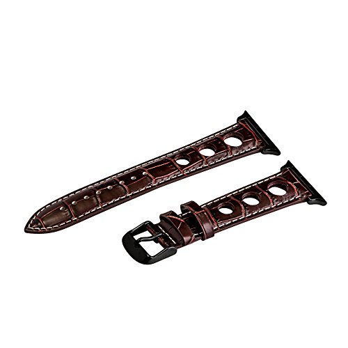 Brown & White Croco 3 Hole Bands / Black Hardware