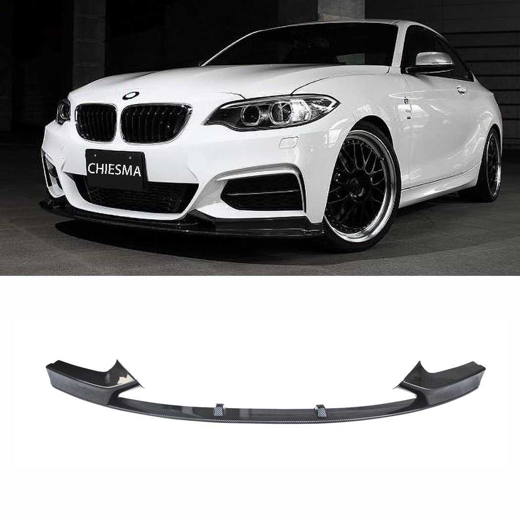 Carbon Fiber Style Front Bumper Lip Spoiler for 2014-2021 BMW 2 Series F22 | ABS Painted Body Kit Splitter | Enhances Aerodynamics & Sporty Look