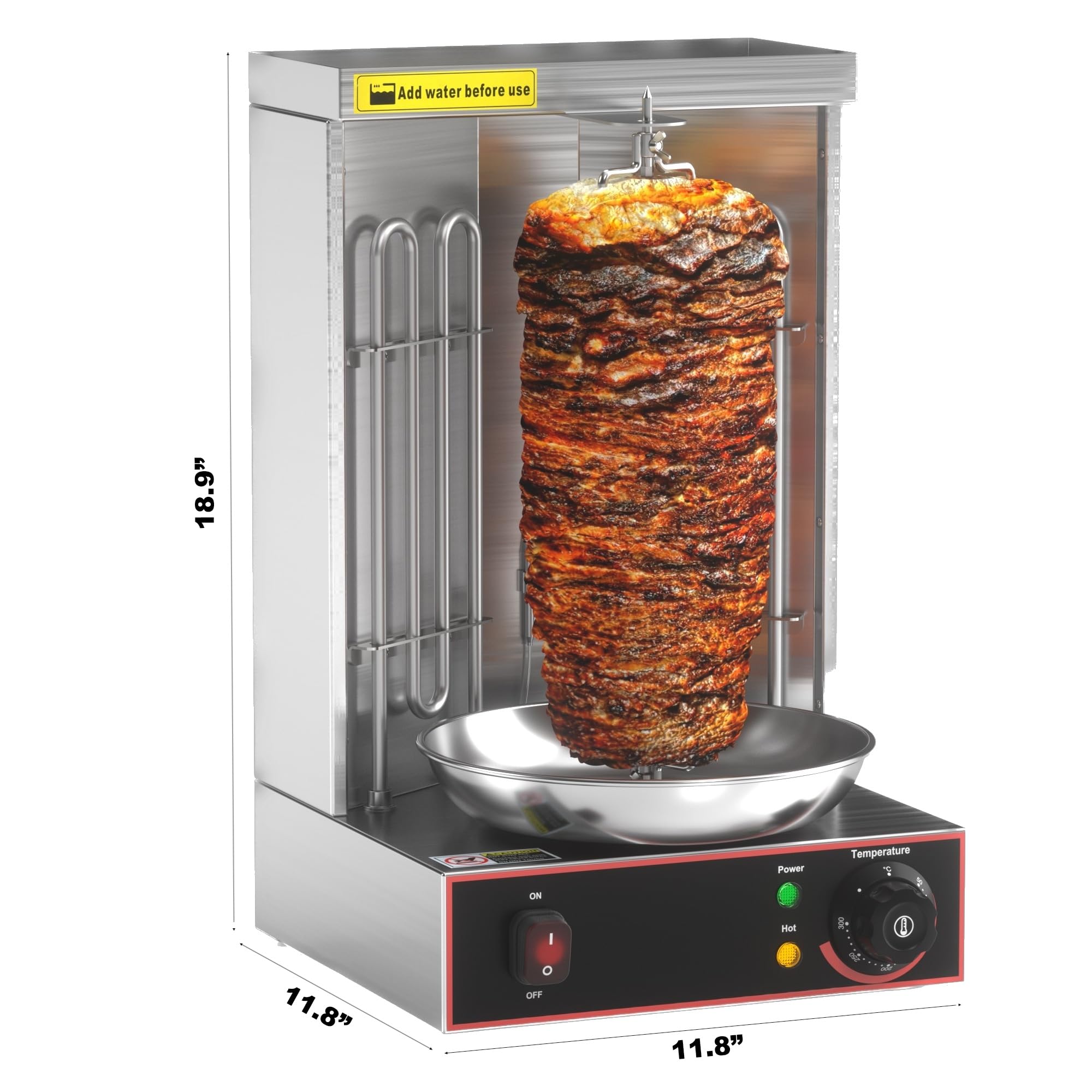 Commercial Electric Vertical Broiler - Stainless Steel Shawarma Machine & Kebab Grill for Gyro, Doner, Al Pastor - Perfect for Restaurants, Food Trucks & Catering Businesses - Indoor/Outdoor Rotisserie Oven with Energy Saving Design