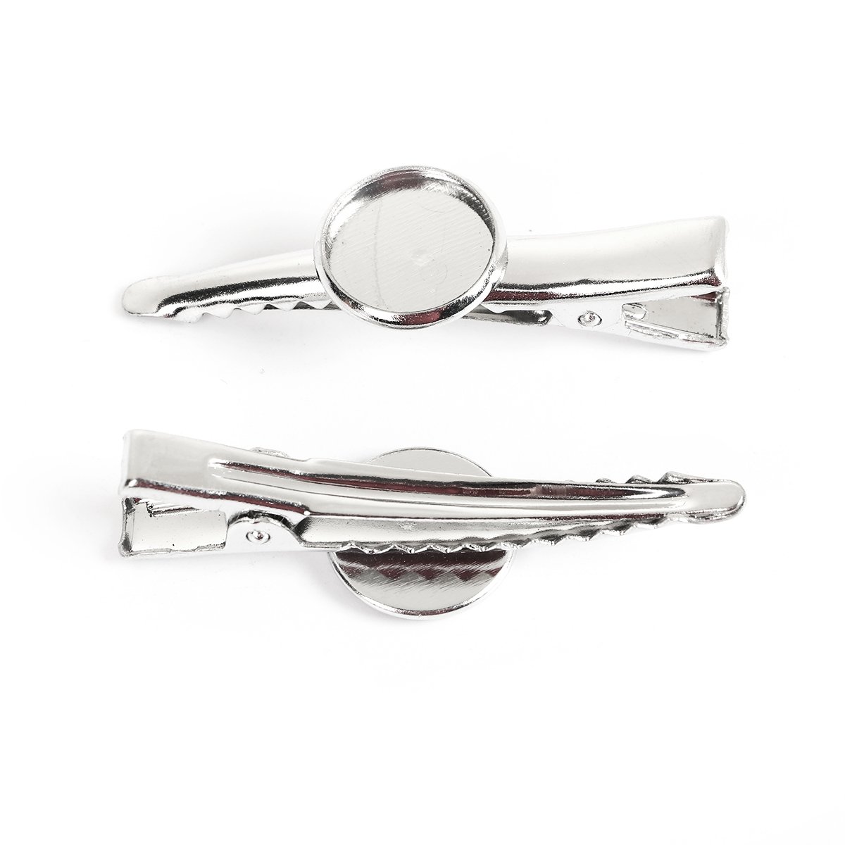 20 Pack Silver Tone Barrette Hair Clips with Cabochon Setting - DIY Hair Accessories & Craft Supplies for Women, Girls | Perfect for Bridal, Party, Cosplay & Everyday Hairstyles