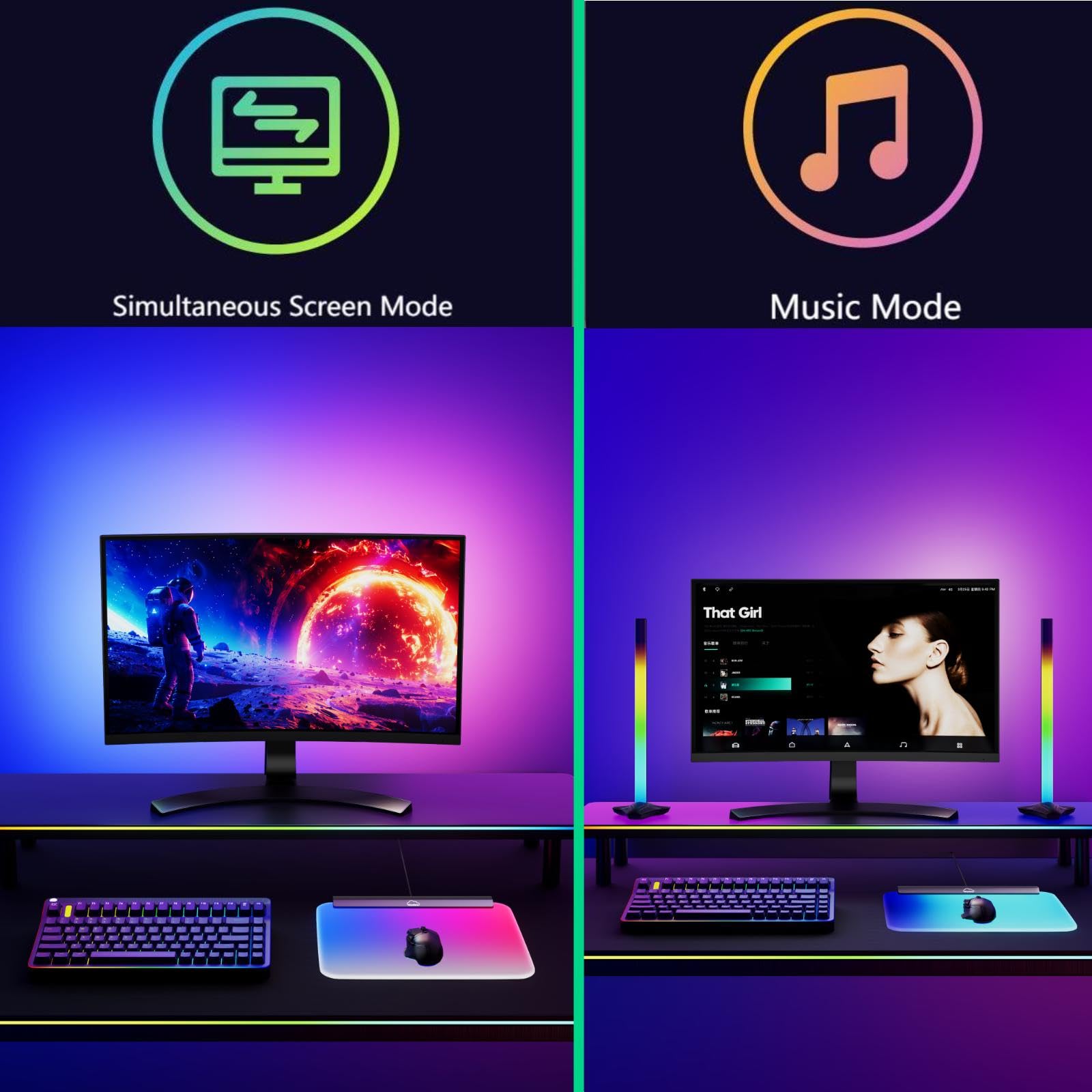 RGB Gaming Mouse Pad with LED Lights - 14x12 Inches Illuminated Mouse Mat for Keyboard & Mouse - Detachable USB Cable & 18pcs Chasing Lights - Perfect for Gaming Setup, Office Work & Nighttime PC Use