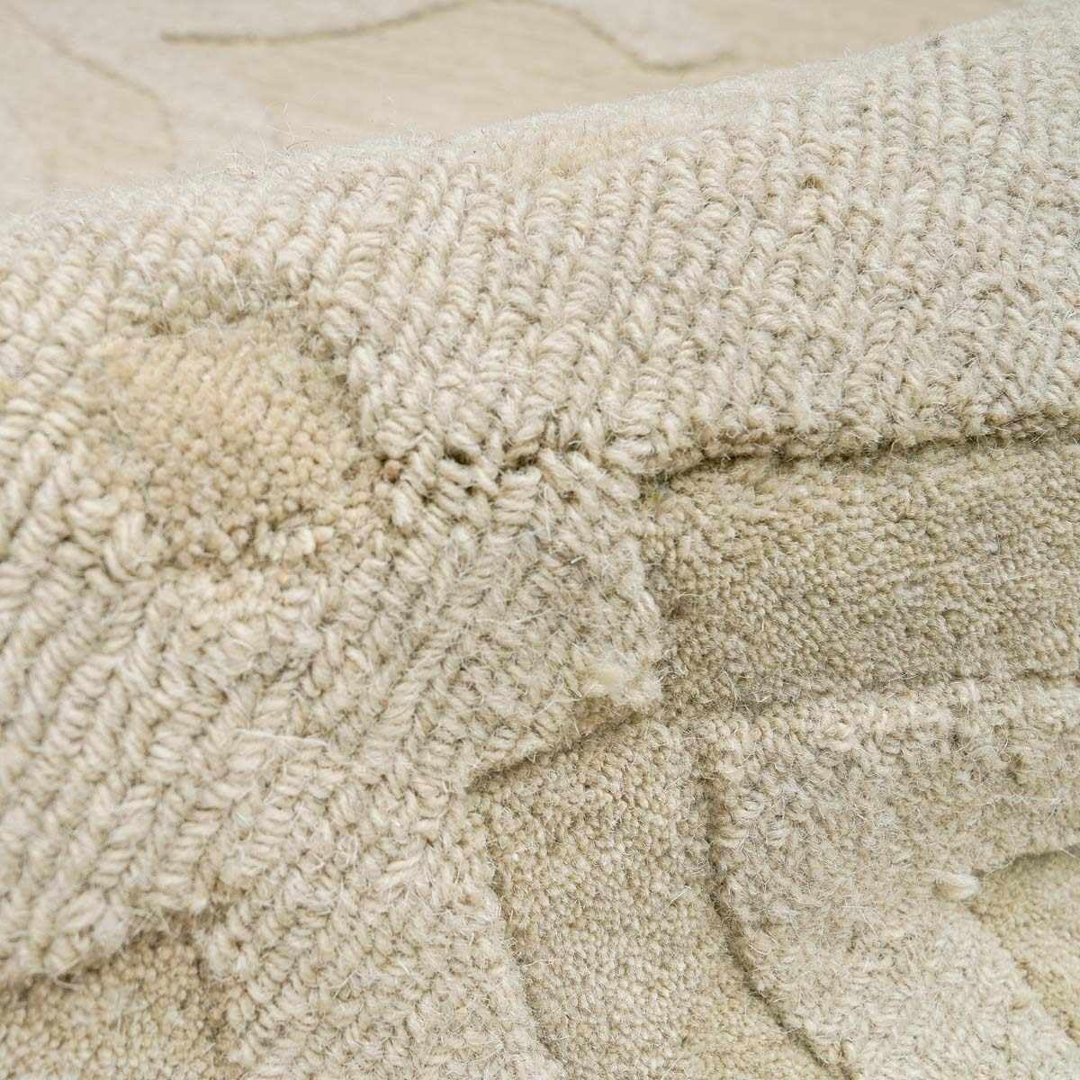 Premium Hauteloom Fyffe Wool Area Rug 6' x 9' - Soft Beige Solid & Border Design for Living Room & Bedroom - Cozy Home Decor for Family Gatherings & Relaxation