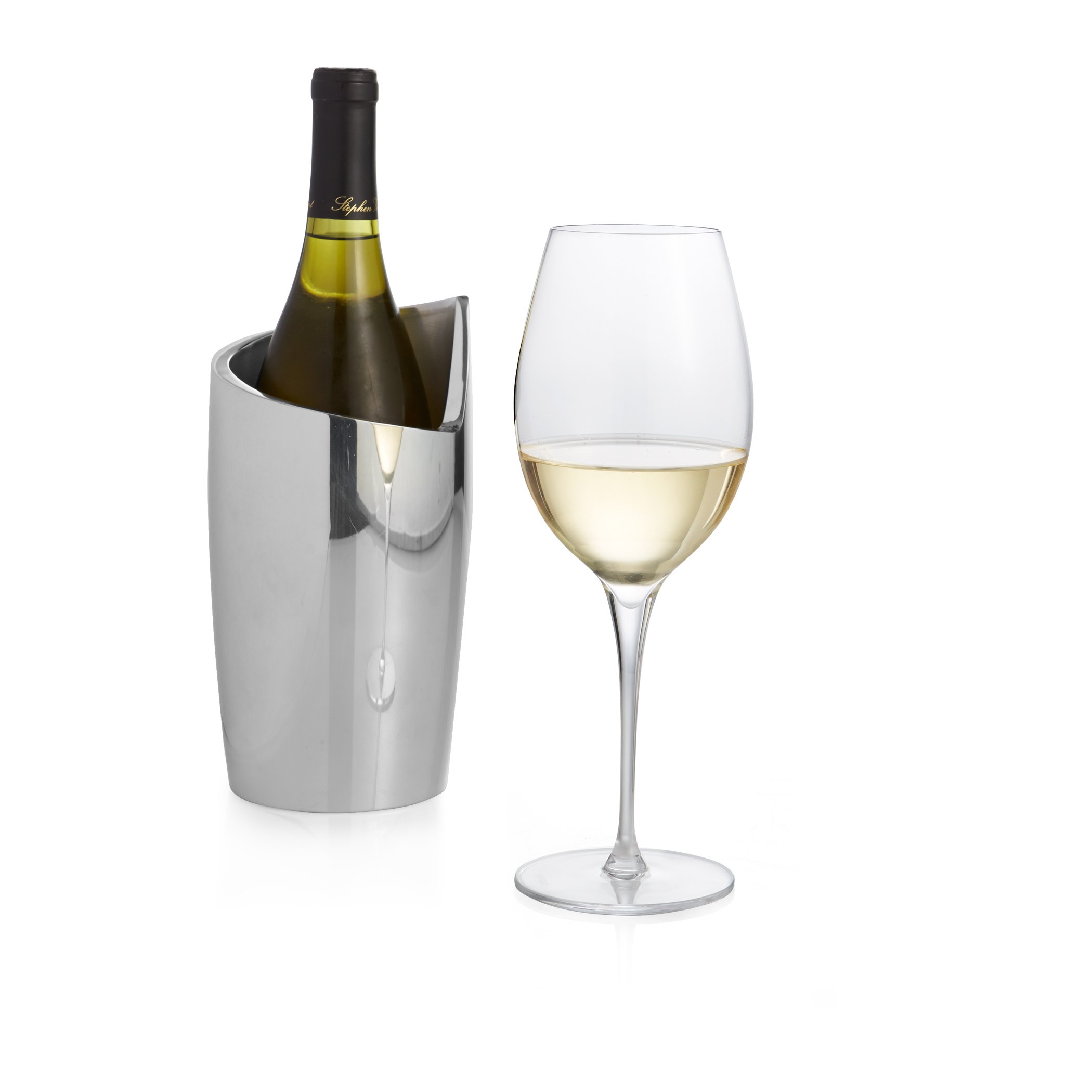 Nambé Spiral Wine Chiller - Stainless Steel Wine Cooler Bucket for Keeping Wine Cold | Insulated Wine Bottle Holder for Parties, Cocktails, Holidays & Gifts (4.5
