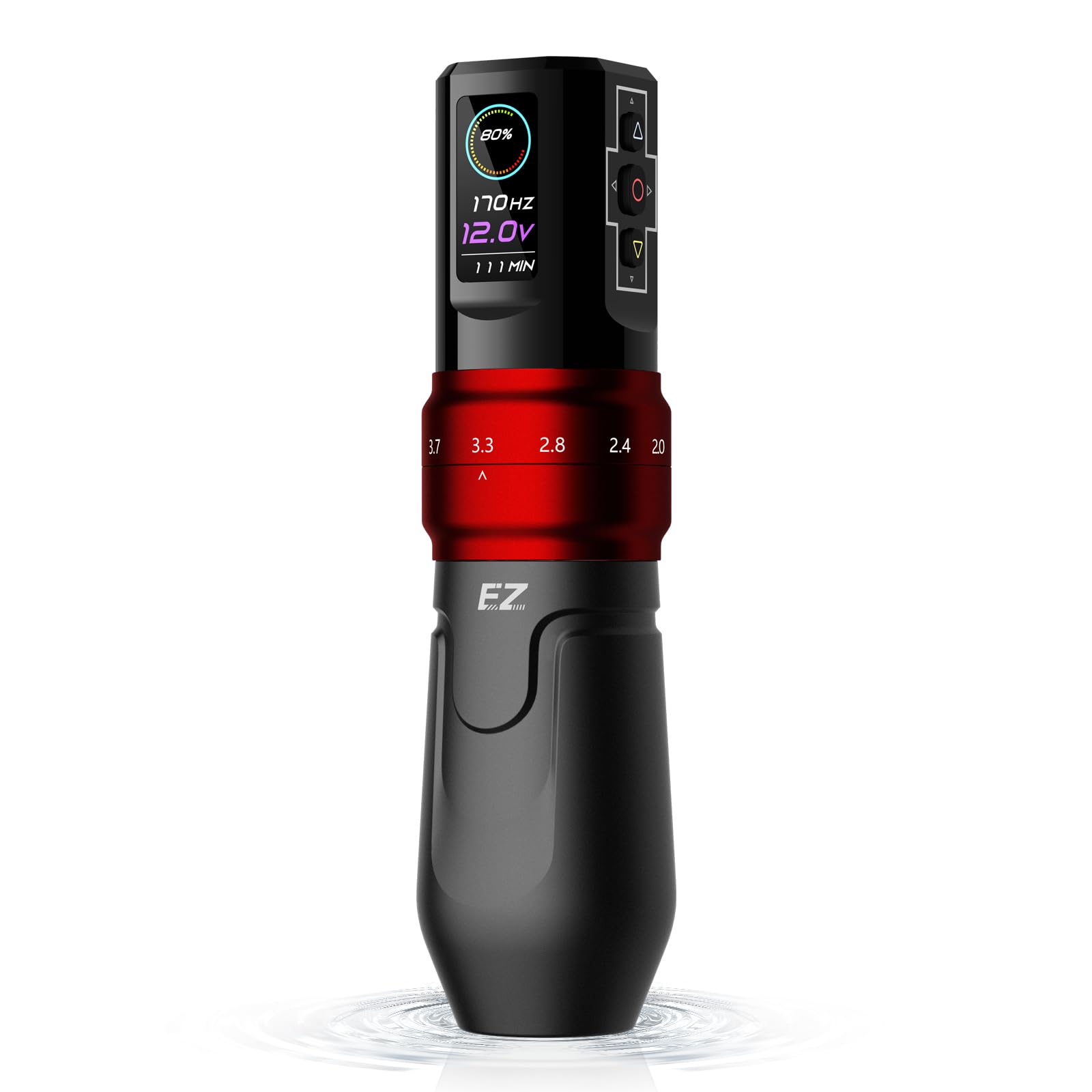 EZ P3 Pro Tattoo Gun Machine - Professional 6 Stroke Adjustable (2.0-4.2mm) Rotary Tattoo Pen with OLED Digital Display & 1600mAh Long-Lasting Battery - Matte Red - Perfect for Lining, Shading & Coloring Tattoos