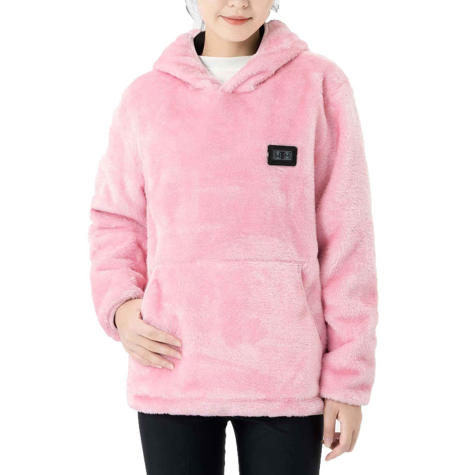 Oelaio Heated Fleece Hoodie for Men & Women - Long Sleeve Pullover Sweatshirt with Pockets, Perfect for Outdoor Activities, Winter Sports, and Casual Wear