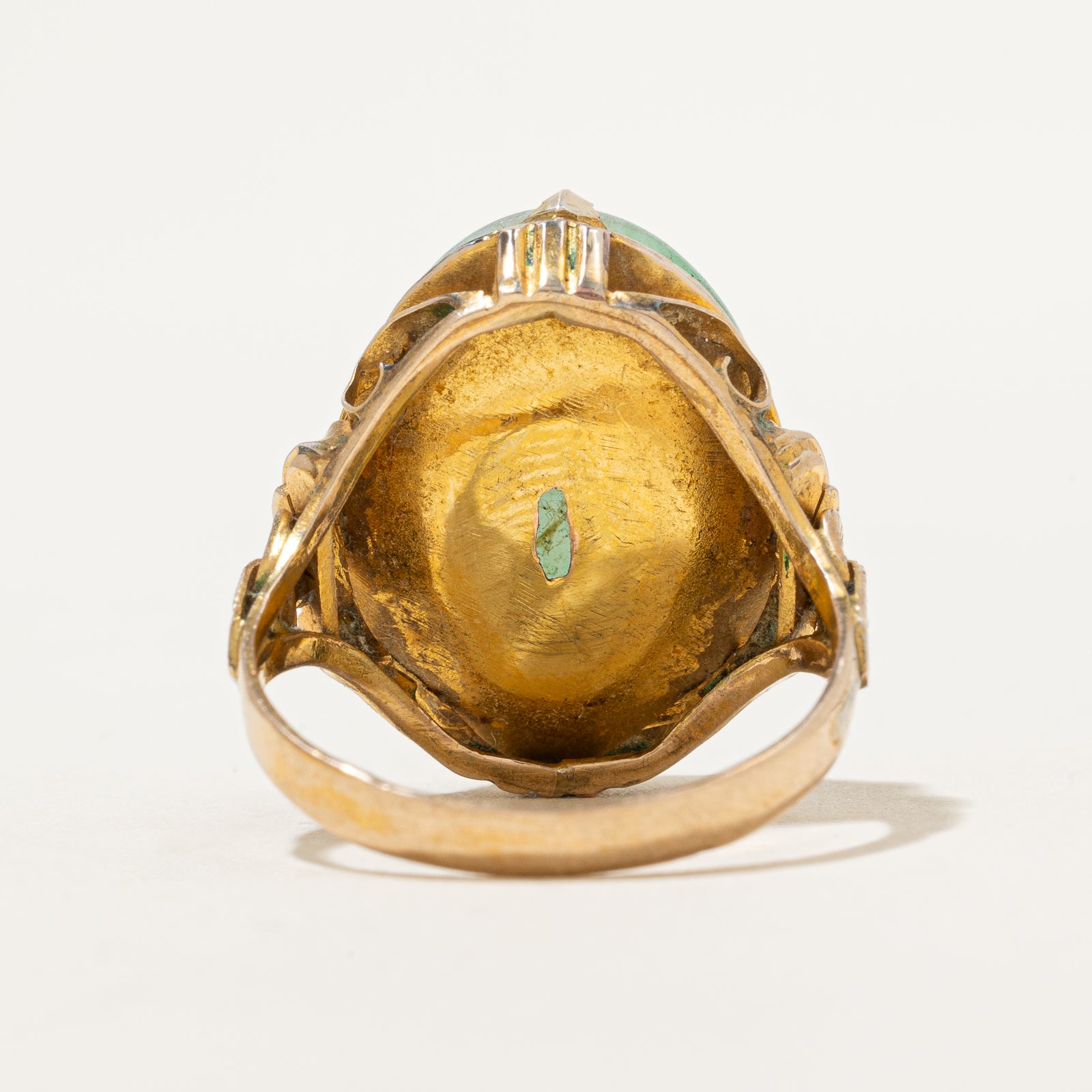 15.00ct Oval Cabochon Jade Textured Cocktail Ring - Size 6.25 - Elegant Statement Jewelry for Women, Perfect for Parties, Weddings & Special Occasions