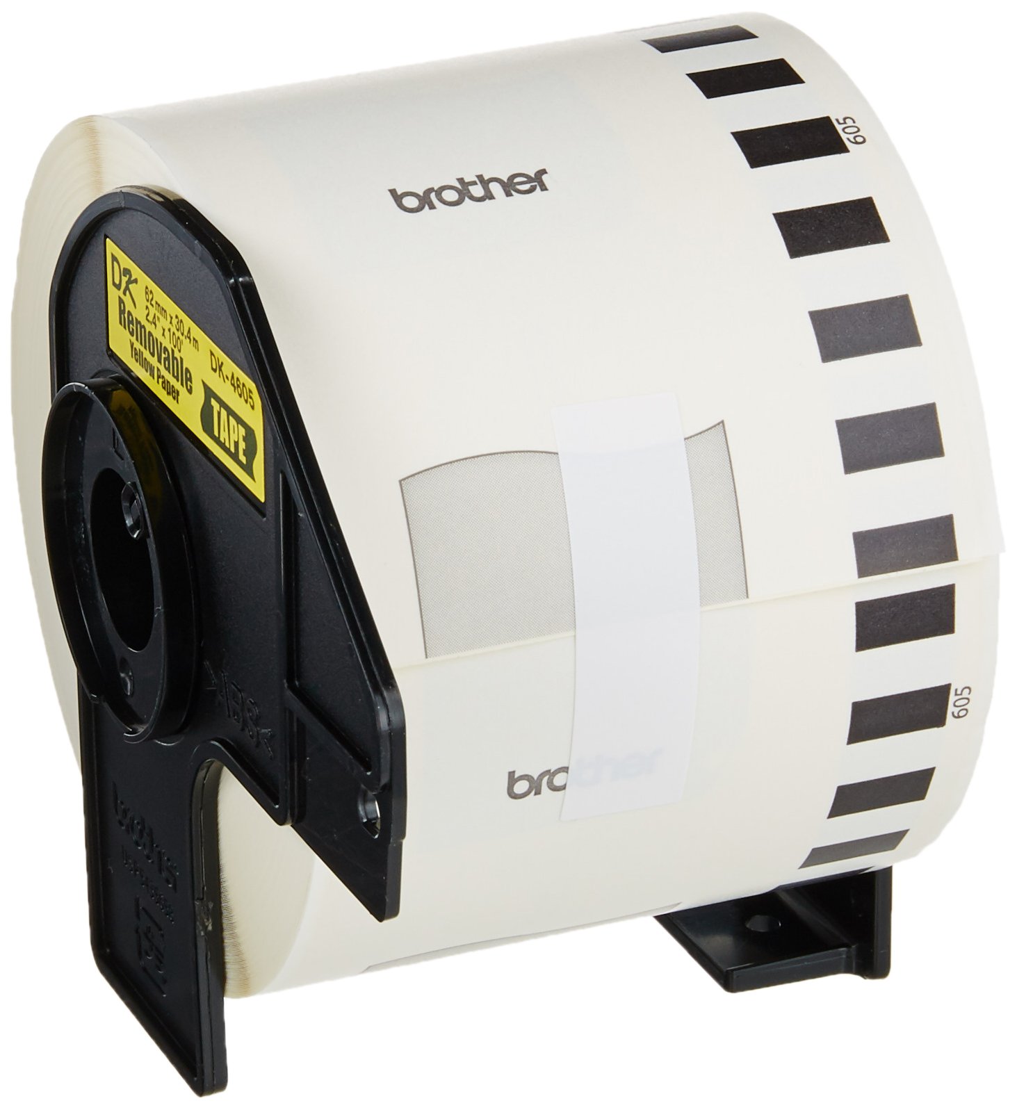 Brother DK4605 Black on Yellow Label Tape - Compatible with QL-500, QL-550, QL-650TD Label Printers | Perfect for Office Organization, Shipping Labels & Product Tagging