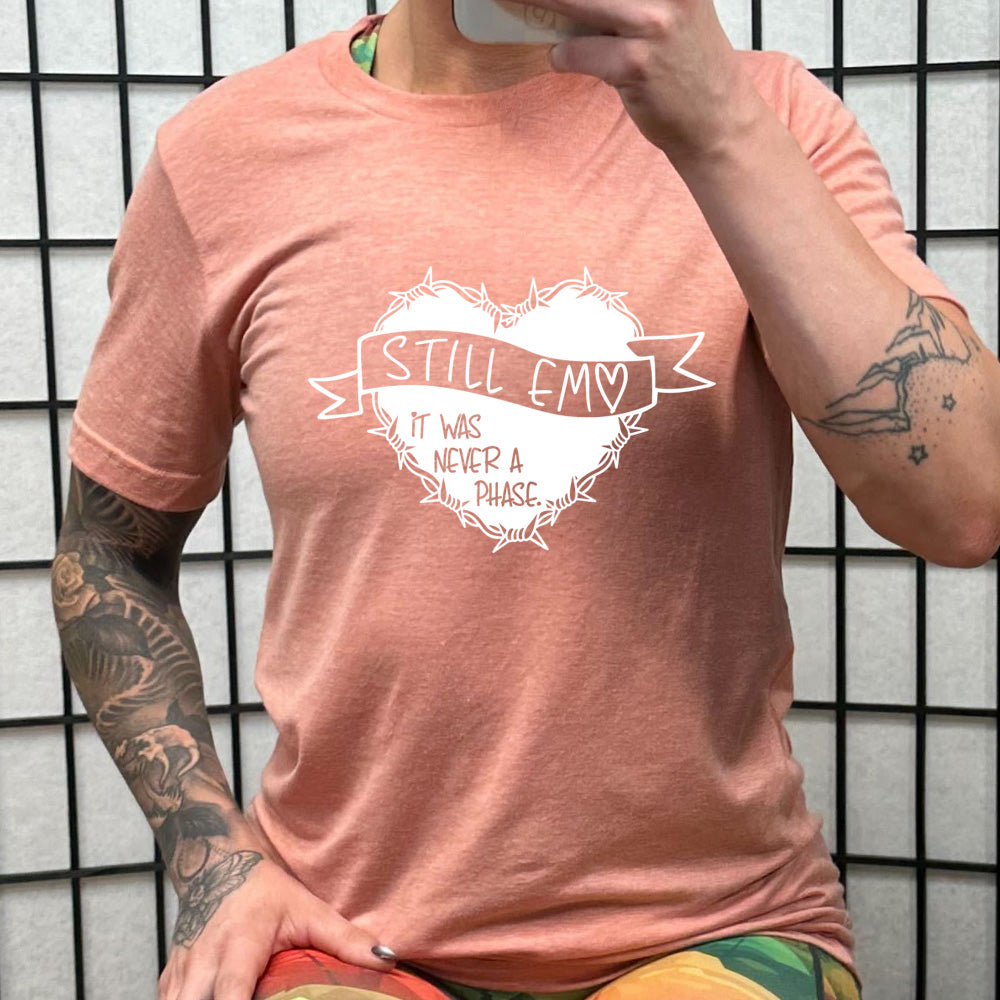 Still Emo It Was Never A Phase T-Shirt - Unisex Vintage Emo Style Tee for Concerts, Festivals & Alternative Fashion