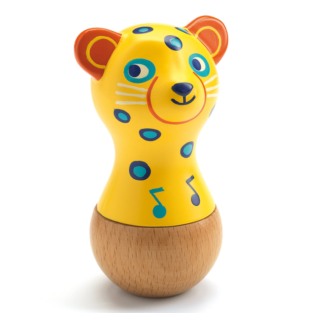 Djeco Jaguar Wooden Maraca - Handcrafted Musical Instrument for Kids, Toddlers & Babies - Perfect for Early Learning, Music Play & Sensory Development