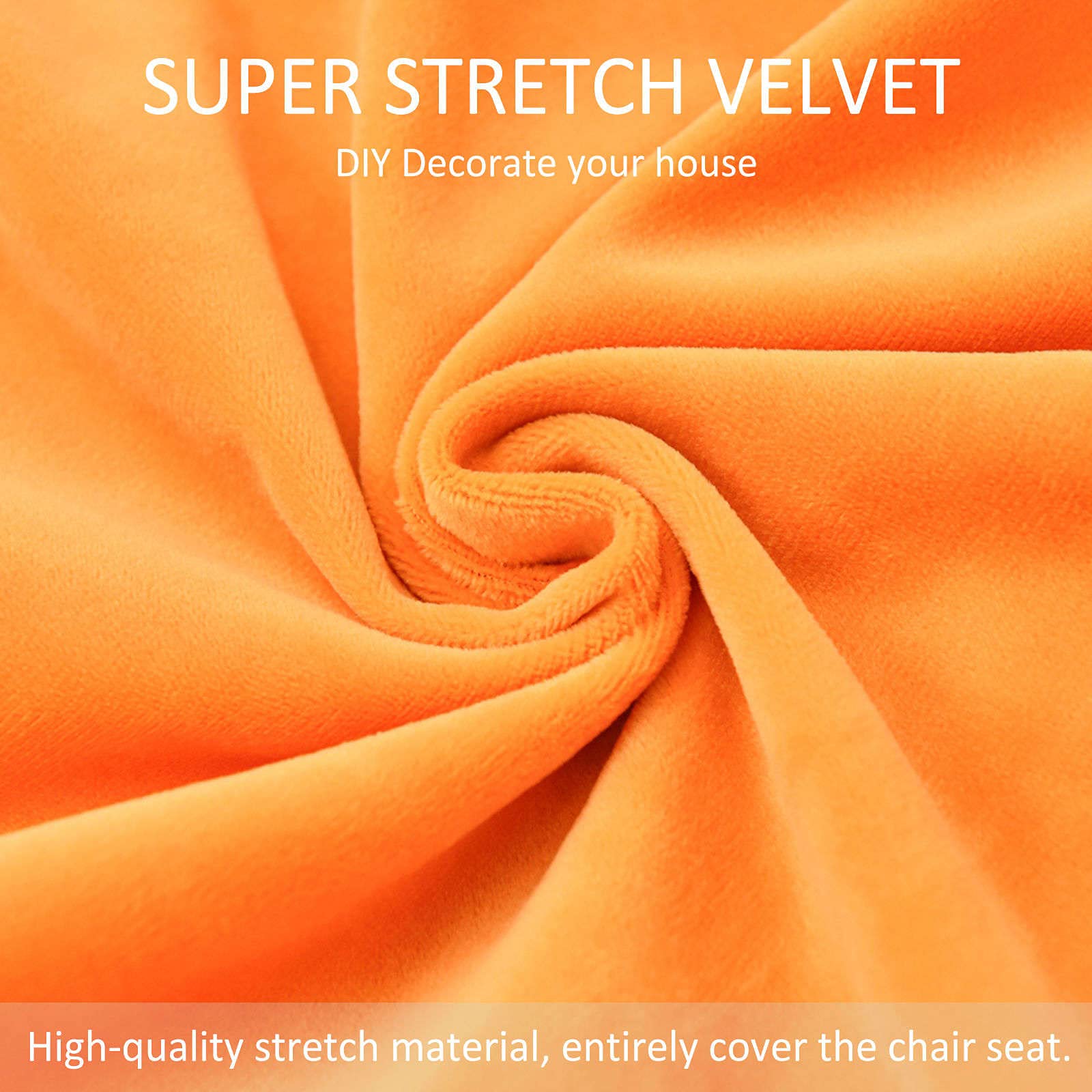 Velvet Stretch Chair Covers - Washable & Removable for Dining & Living Room - 2 PCS Orange