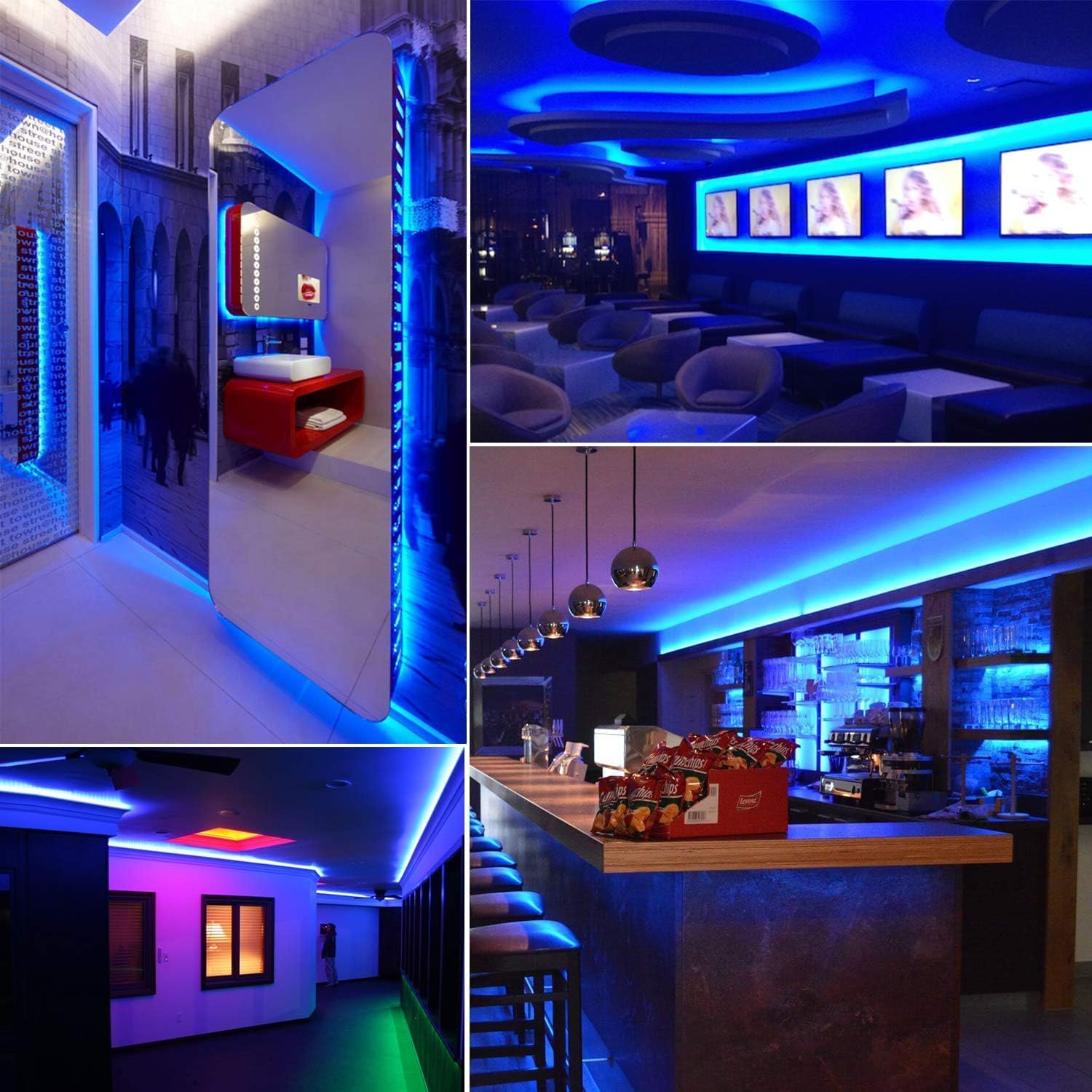 iNextStation 16.4ft Blue LED Strip Lights 12V Flexible 5050 Tape Light with 300 LEDs - Cuttable Waterproof Lighting for Bedroom, Kitchen, Cabinet, Mirror Decor (Power Adapter Not Included) | Perfect for Home Accent Lighting, Under Cabinet Illumination, and DIY Projects