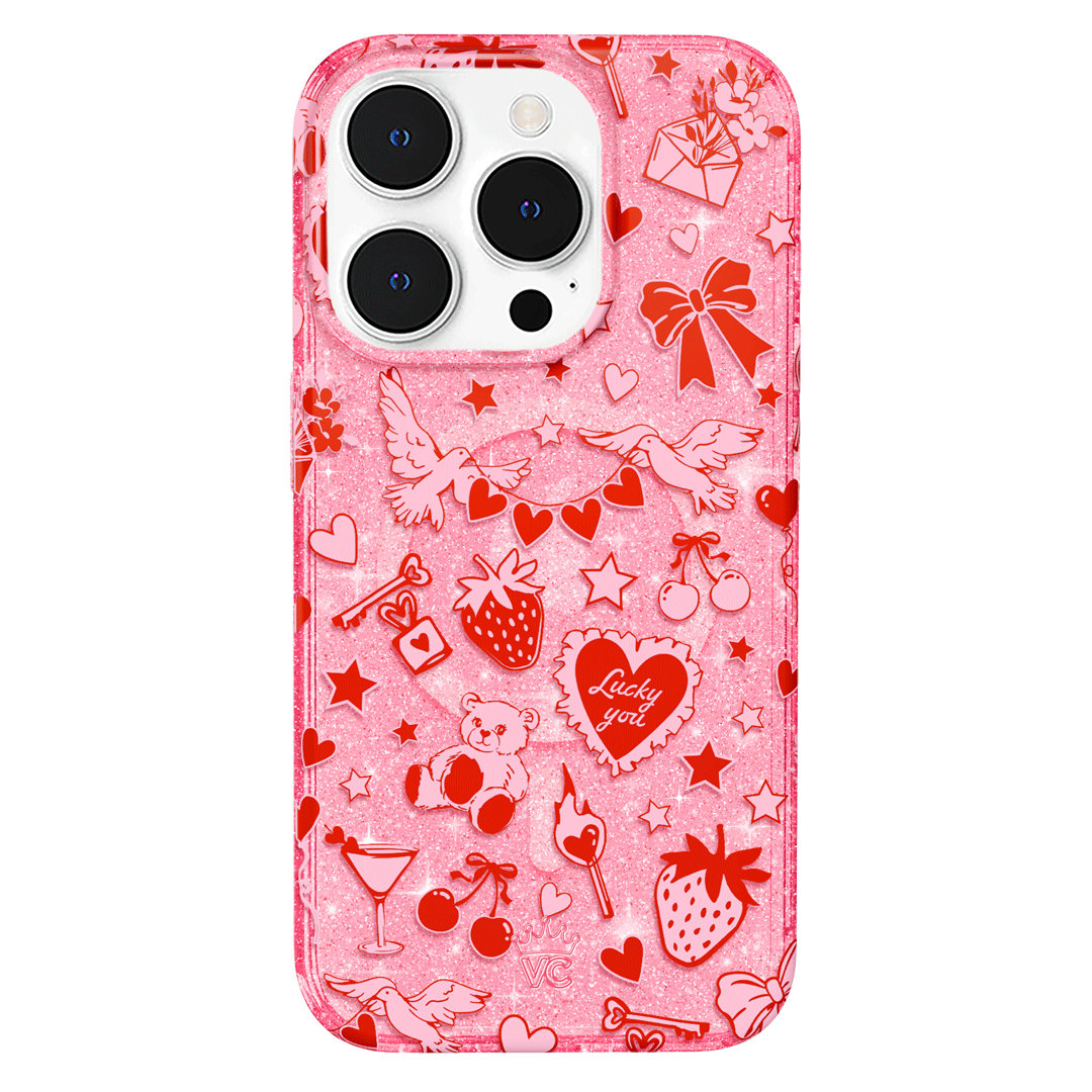 Be Mine Glitter iPhone Case - Sparkly Protective Phone Cover for iPhone 13/14/15 - Perfect for Valentine's Day, Parties & Everyday Glam