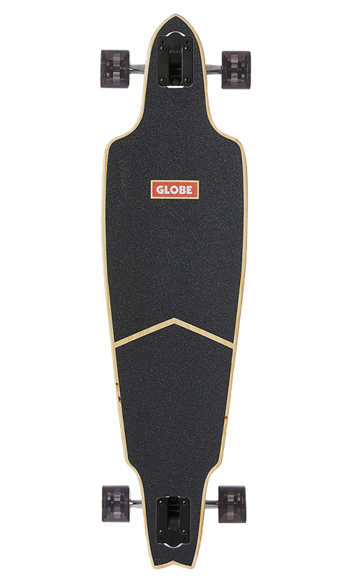 Globe Prowler Classic Longboard - 38 Inch Bamboo Deck with Blue Mountains Graphic - Perfect for Cruising, Commuting & Downhill Riding