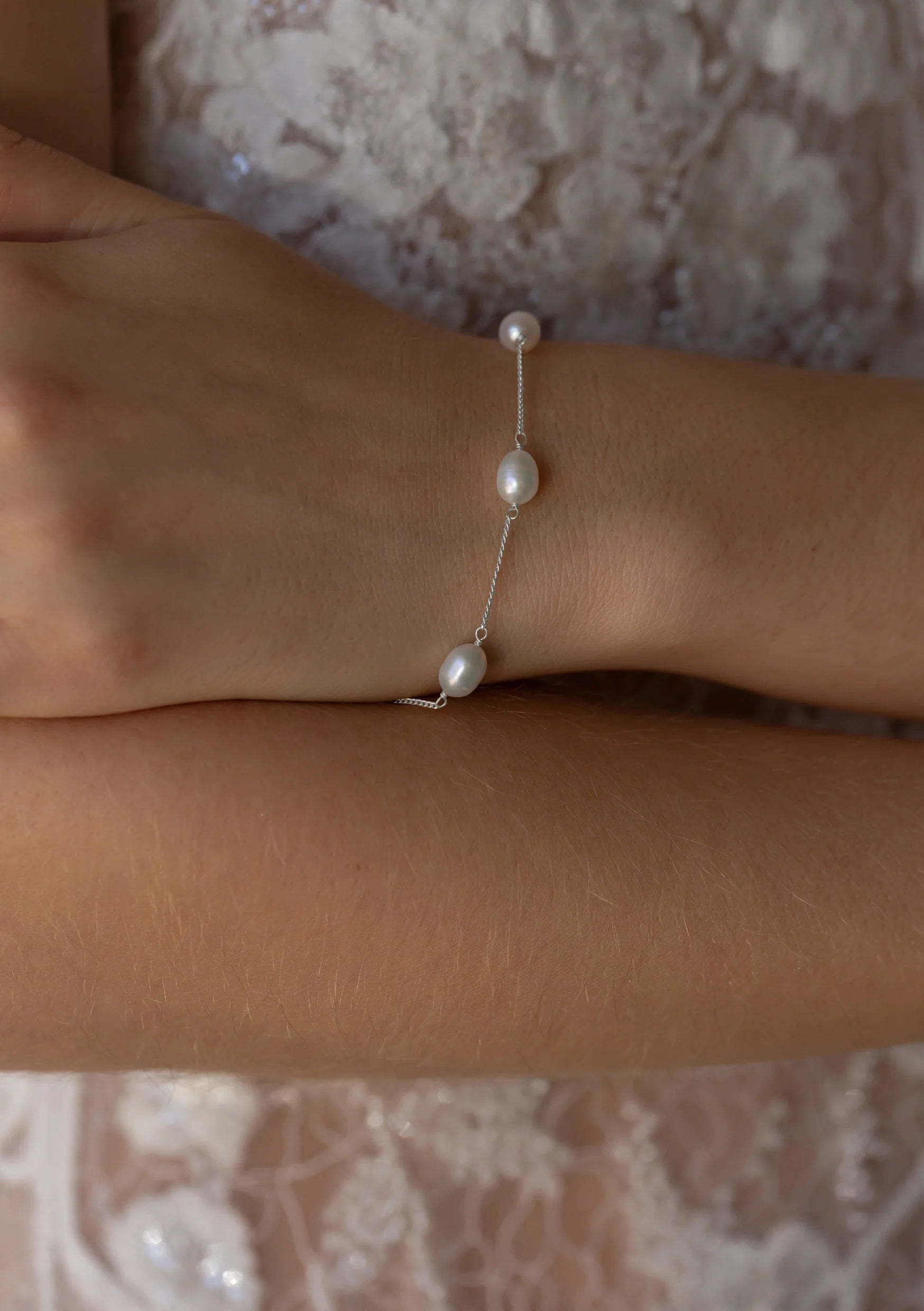 Lola Knight Faith Pearl Bridal Bracelet - Sterling Silver Wedding Jewelry for Bride, Bridesmaid & Special Occasions | Elegant Pearl Bracelet for Women's Ceremony & Formal Events
